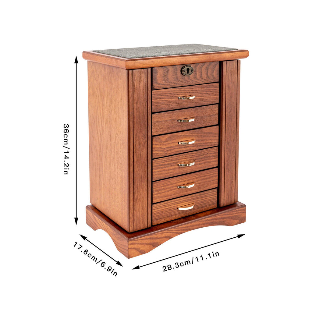 Wooden Jewelry Box Cabinet Storage Beauty 7 Drawers Case For Girls Gift New | eBay