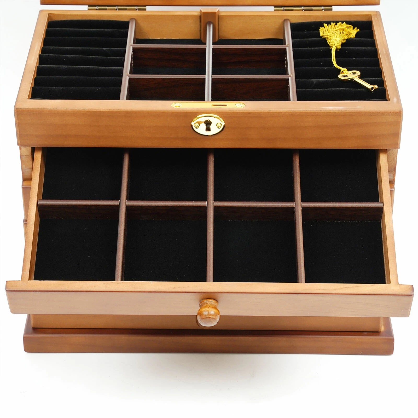6 Layers Wooden Vintage Jewelry Storage Box Four-leaf Clover Carving Organizer | eBay