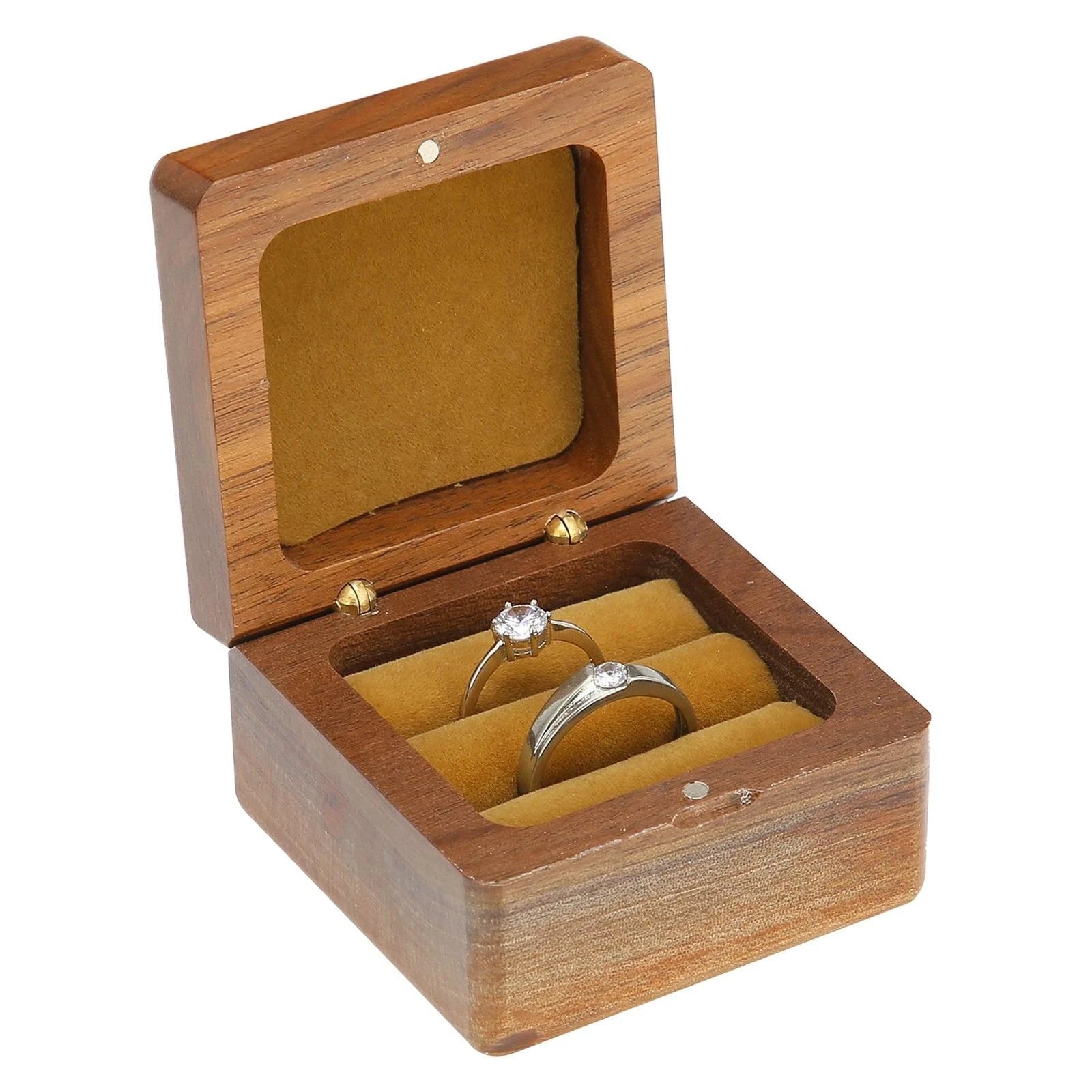 Wooden Box Jewelry Storage Organizer for Wedding For Proposal Display Case | eBay