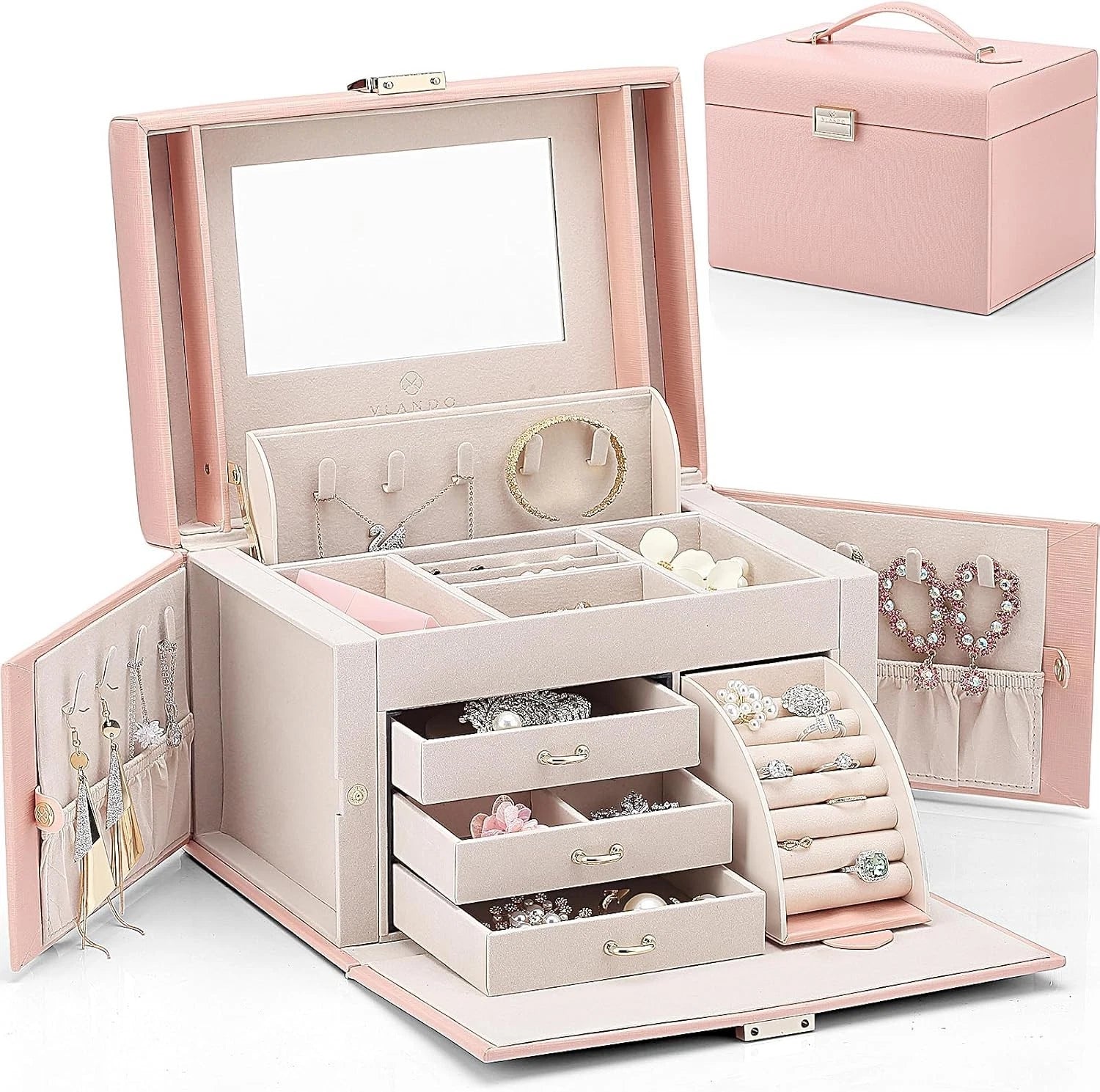Vlando Jewelry Box Organizer for Girls Women Large Baroque Jewelry Storage Bo... | eBay