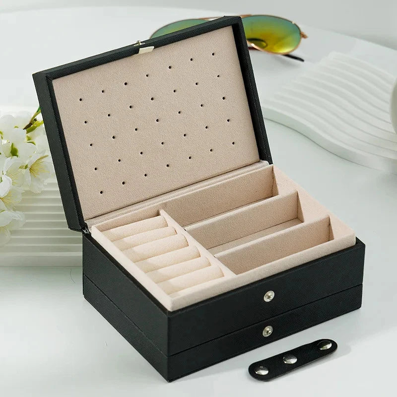 Portable Jewelry Storage Box Large Capacity Necklace Earrings Organizer Case | eBay