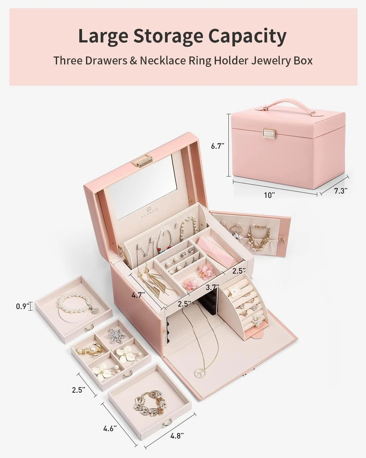 Vlando Jewelry Box Organizer for Girls Women Large Baroque Jewelry Storage Bo... | eBay