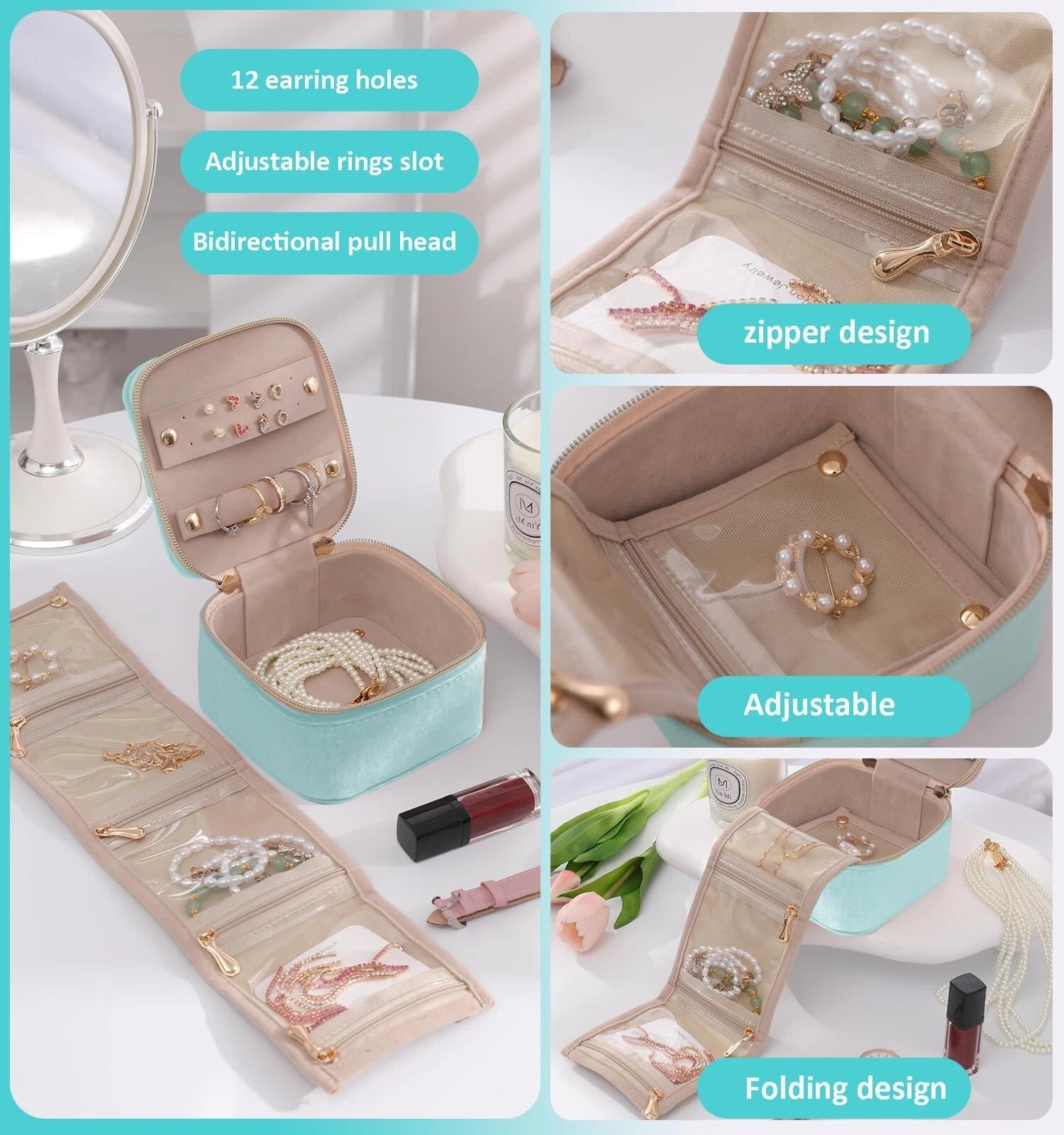 Small Jewelry Box Organizer,jewelry boxTravel Jewelry Storage with 4 Removabl... | eBay