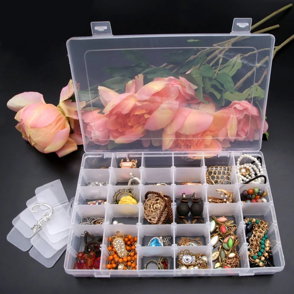 KLOUD City Clear Plastic Jewelry Box Organizer Storage Container with Adjusta... | eBay
