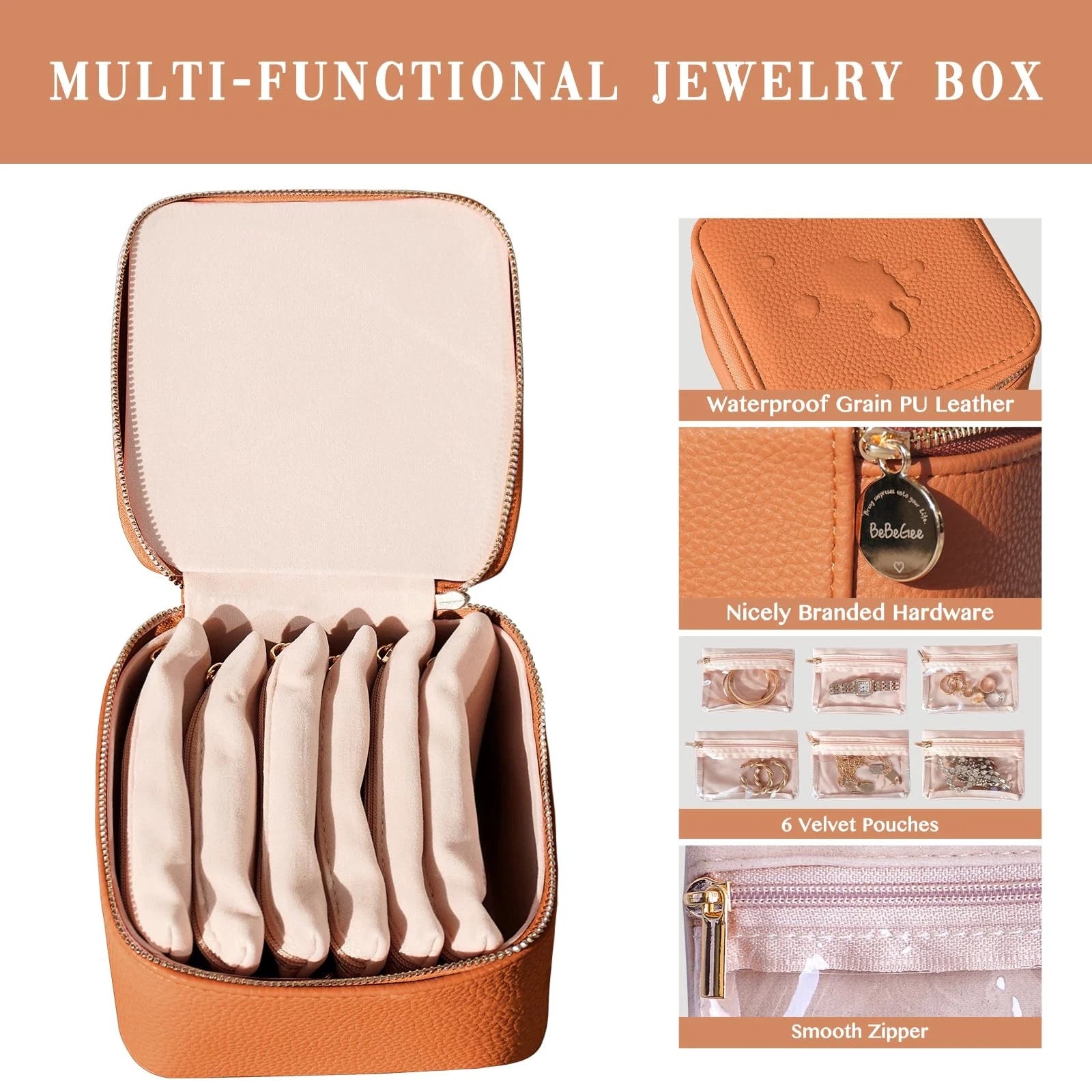 Small Jewelry Box Organizer,[with 6 Premium Jewelry Zipper Pockets],Travel Je... | eBay