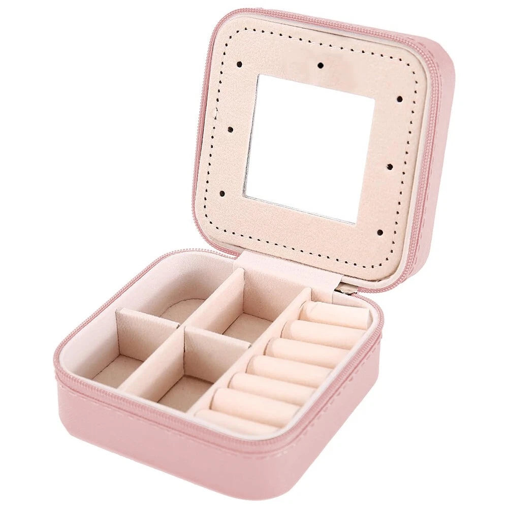 Exquisite Craftsmanship Fashion Portable Leather Jewelry Storage Box with Mirror | eBay