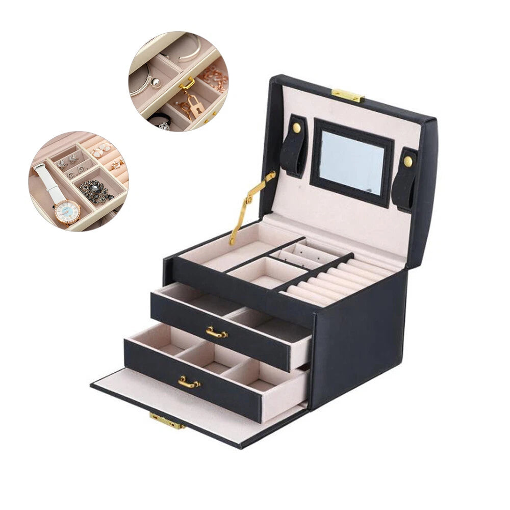 3 Layer Portable Jewelry Storage Case for Necklace Earrings Rings Bracelets | eBay
