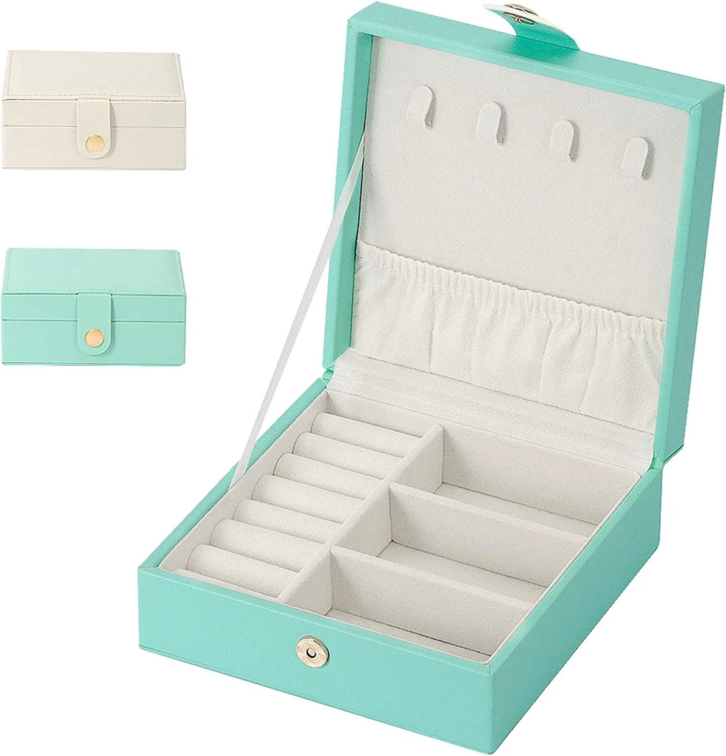 Jewelry Storage Box Organizer PU Leather Ring Earring Necklace Case Square | eBay
