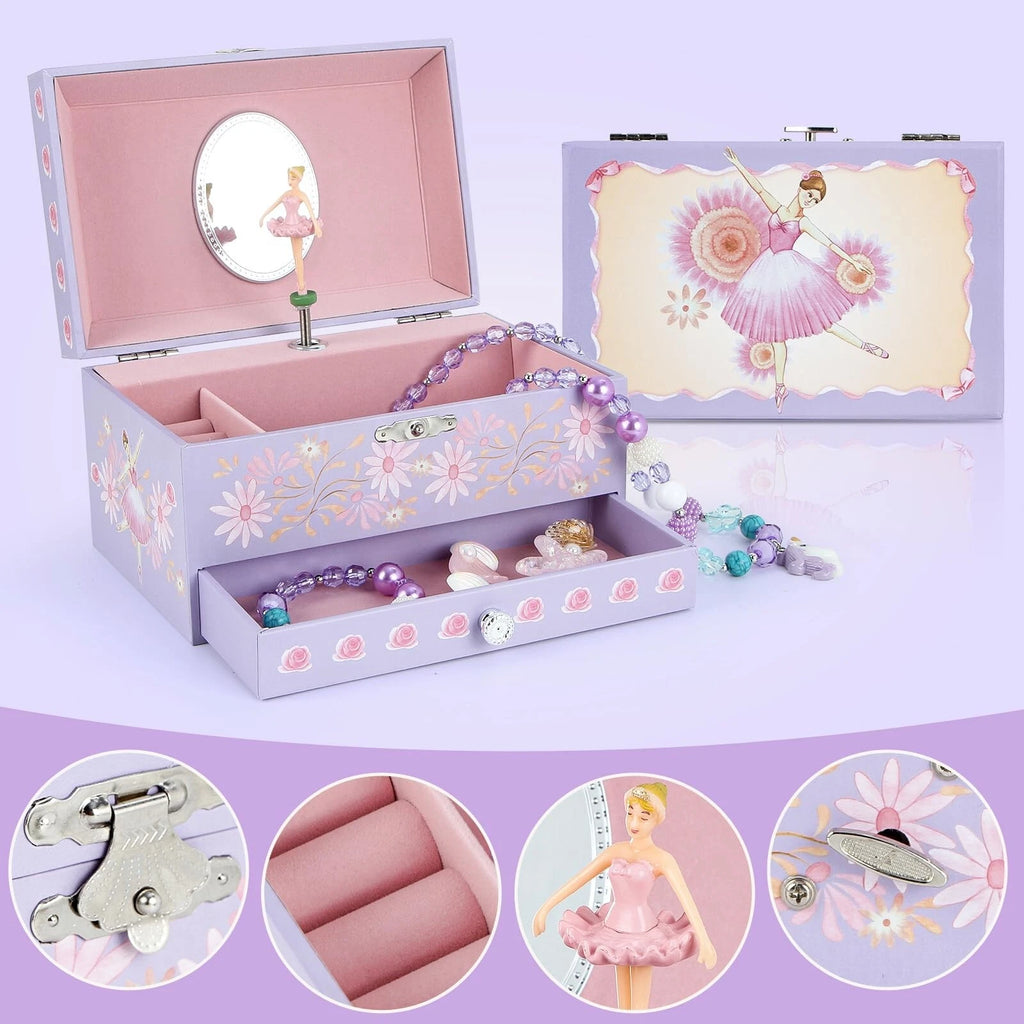 Music Jewellery Box with Drawer Necklace Bracelet, Musical Jewelry Storage Ca... | eBay