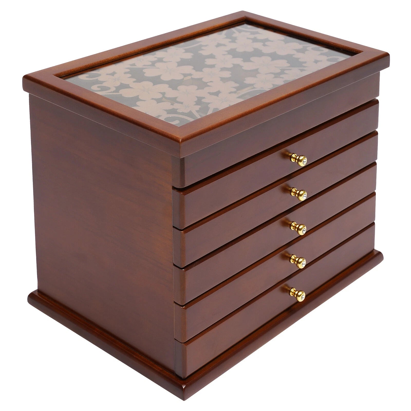 6 Layers Vintage Jewelry Storage Wood Box Organizer Necklace Cabinet Brown | eBay