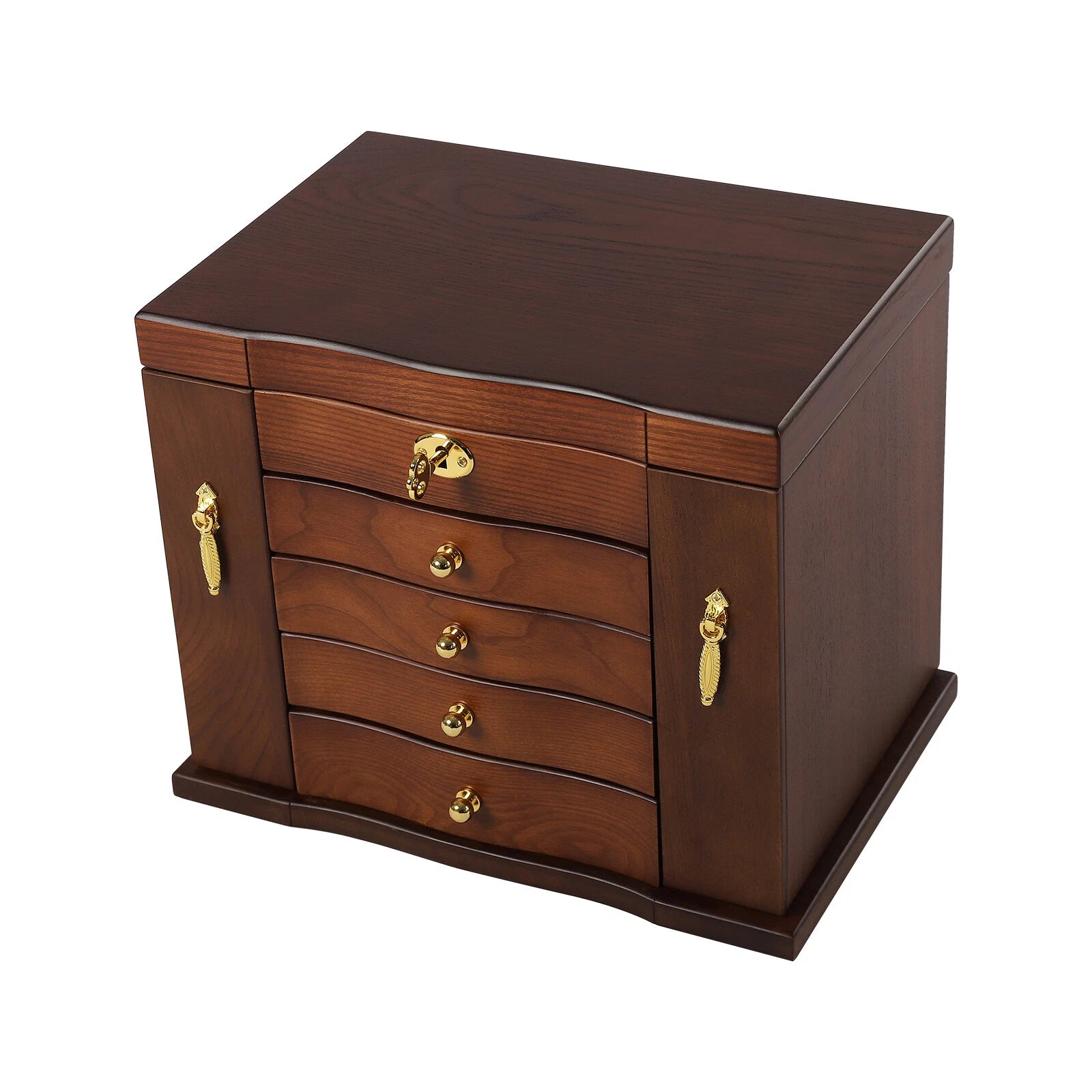 Wooden Large 4 Drawers 5 - Layer Jewelry Box Fit Wowen With Mirror Organizer Box | eBay
