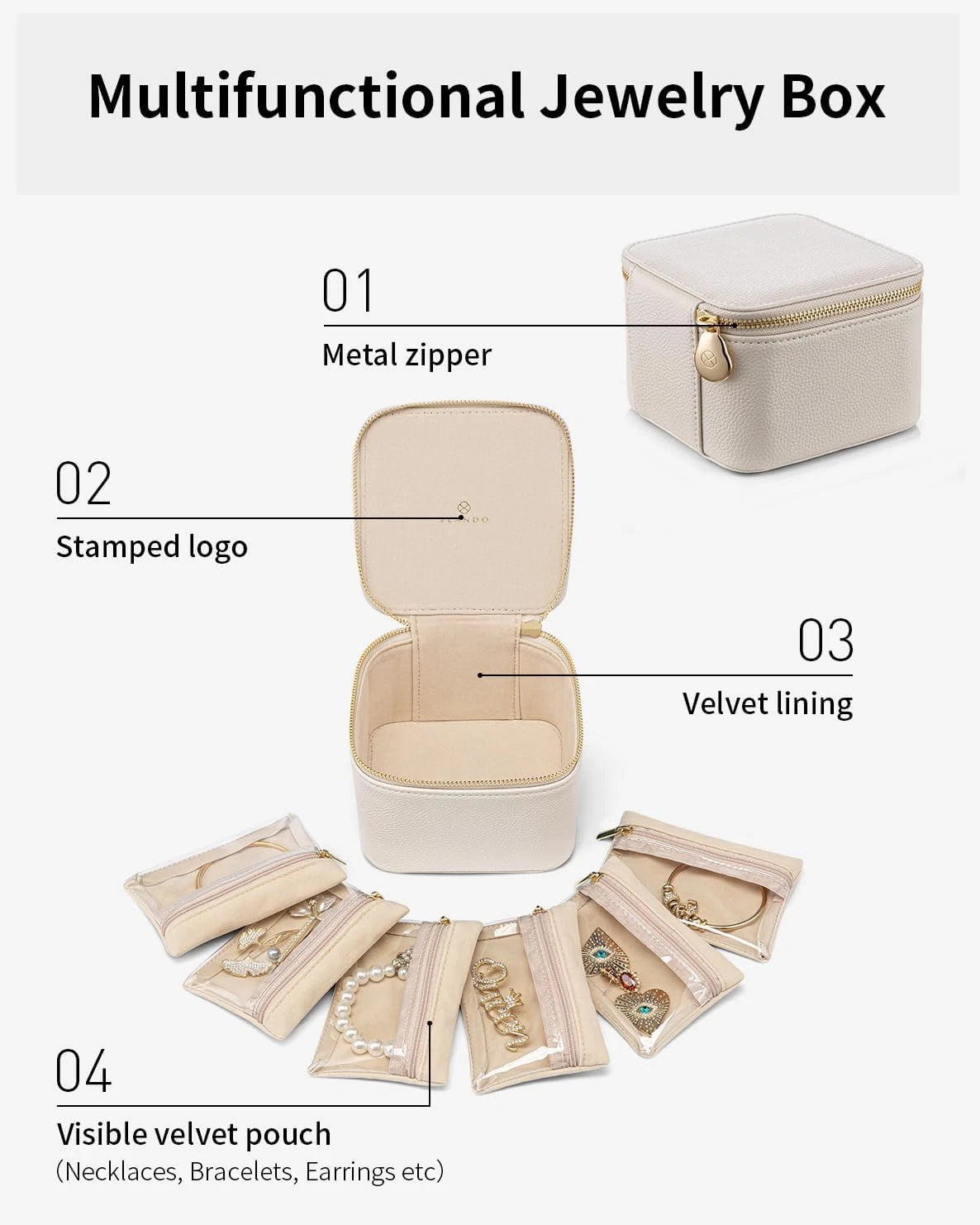 Small Jewelry Box Organizer,Travel Jewelry Storage with 6 Velvet Jewelry Zipper | eBay