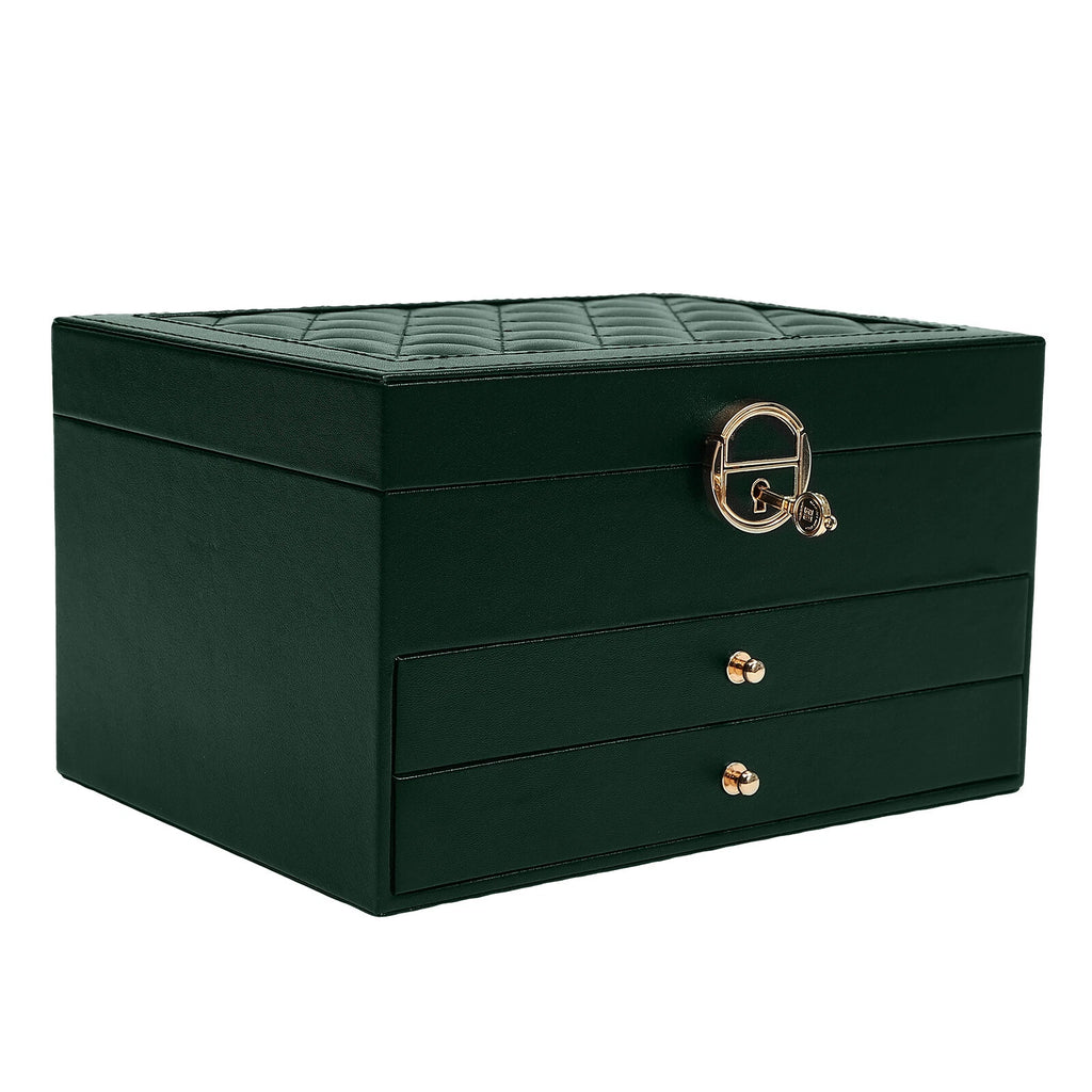3-Tier 9*6.7*5.3" Green PU Jewelry Organizer Watch Holder Display Case W/ Drawer | eBay