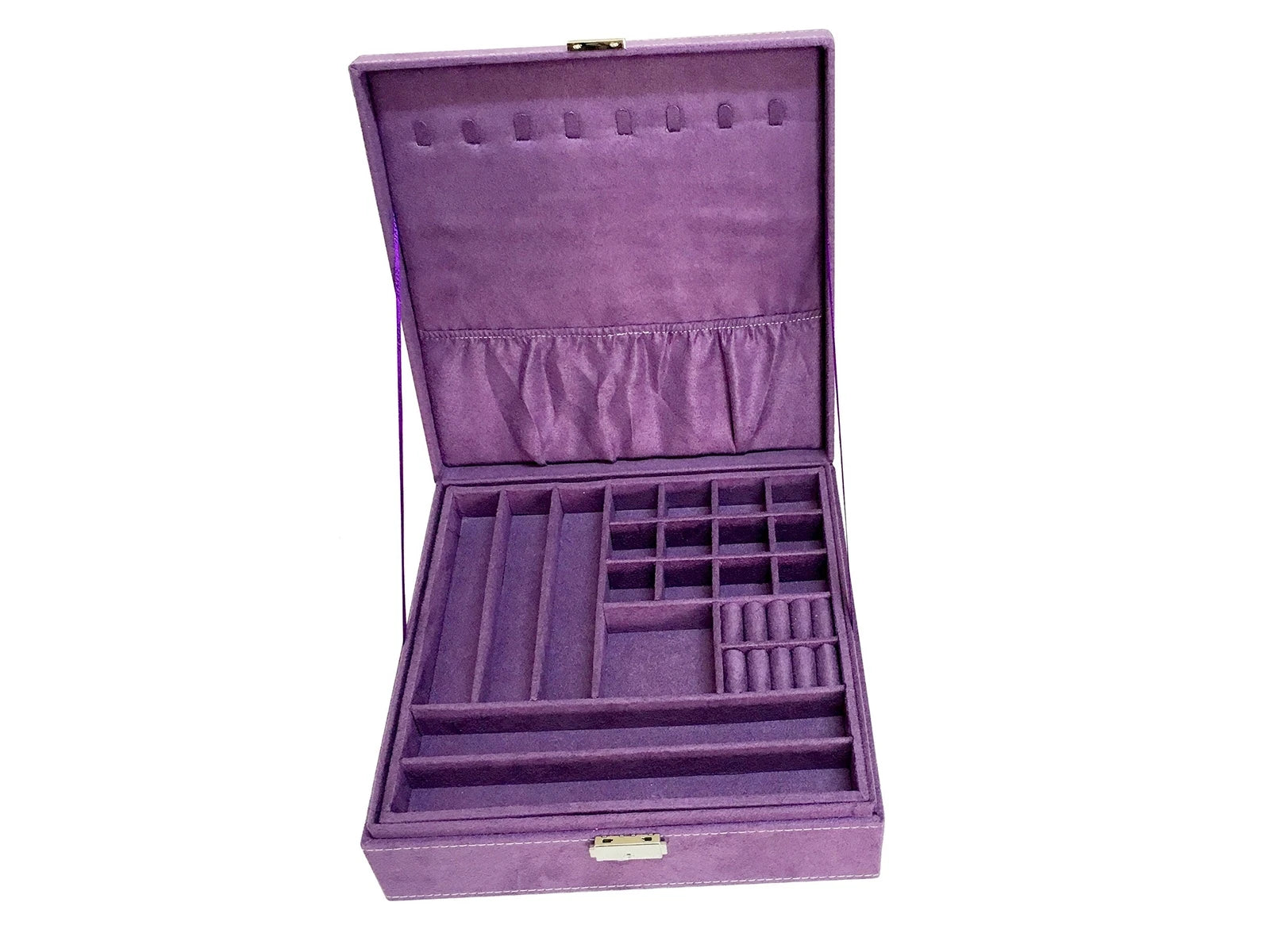 Sodynee Purple Two-Layer Lint Jewelry Box Organizer Display Storage Case | eBay