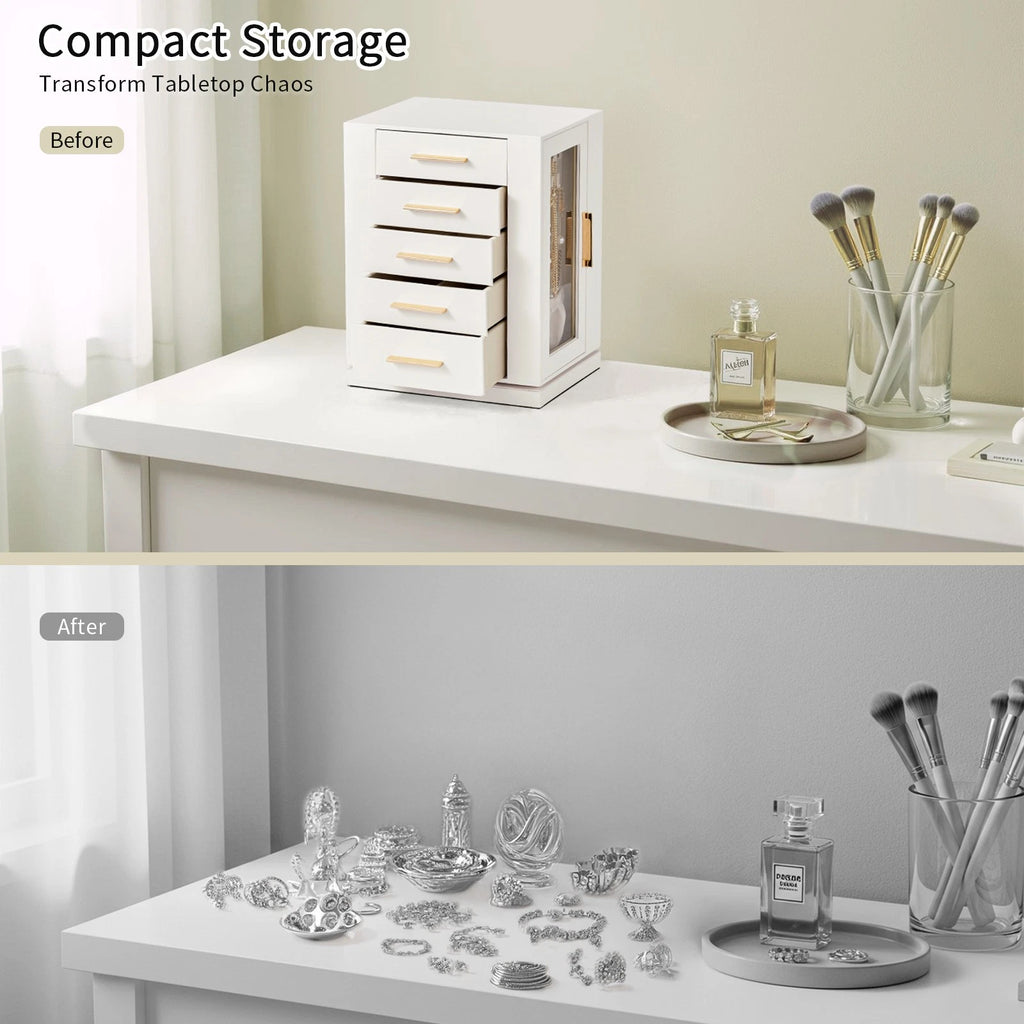 Velvet Jewelry Cabinet 360° Rotating Jewelry Box Large Storage Great Gift | eBay
