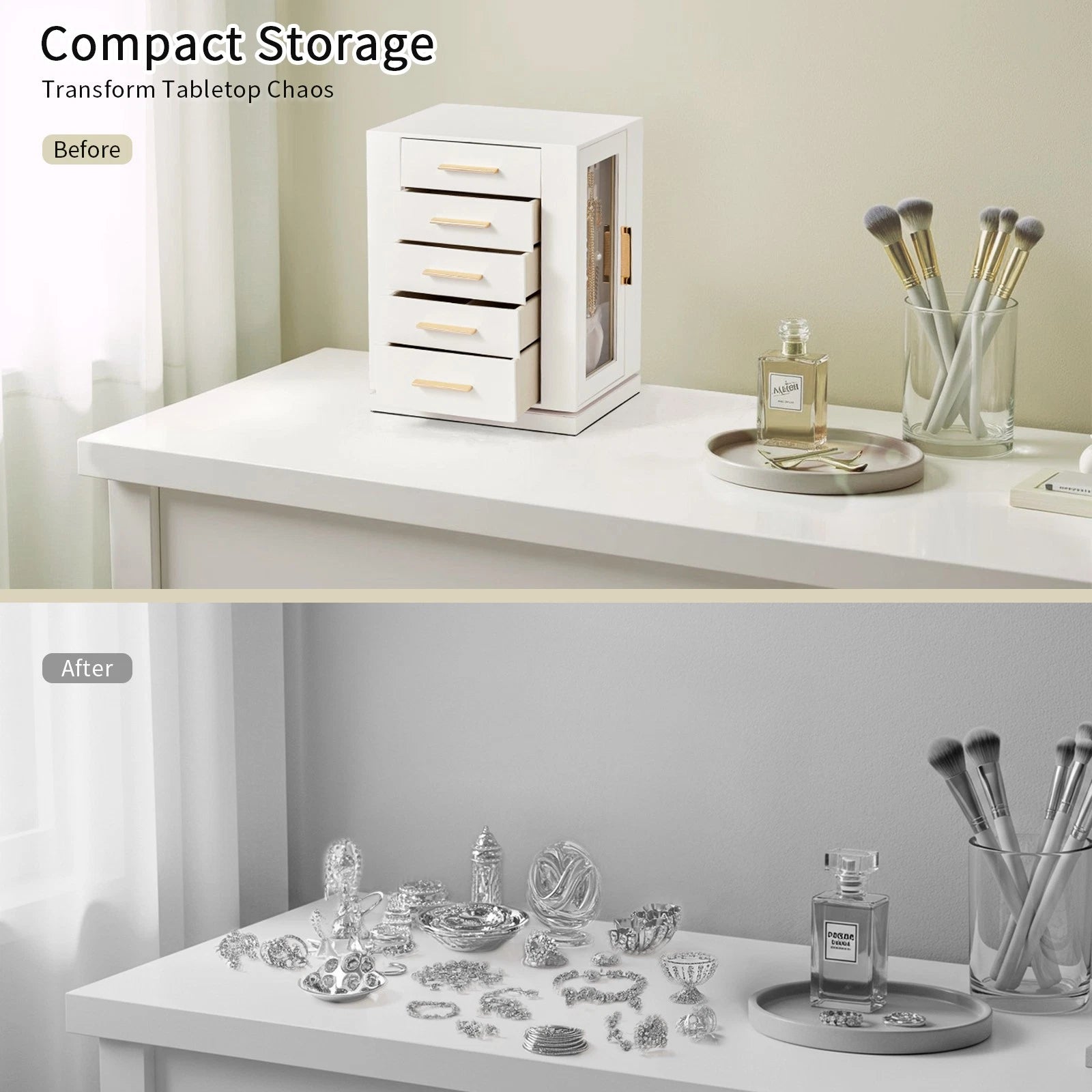Velvet Jewelry Cabinet 360° Rotating Jewelry Box Large Storage Great Gift | eBay