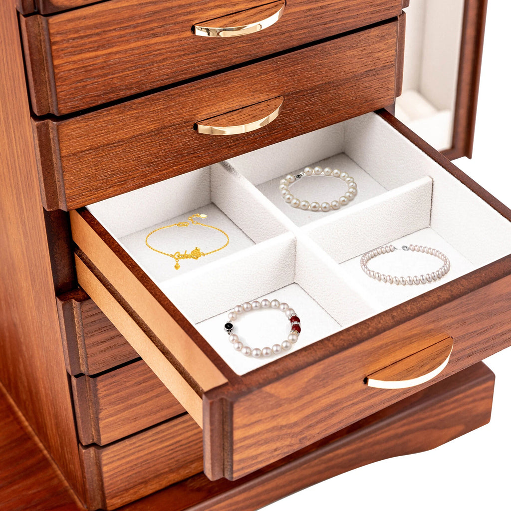 Wooden Jewelry Box Cabinet Storage Beauty 7 Drawers Case For Girls Gift New | eBay