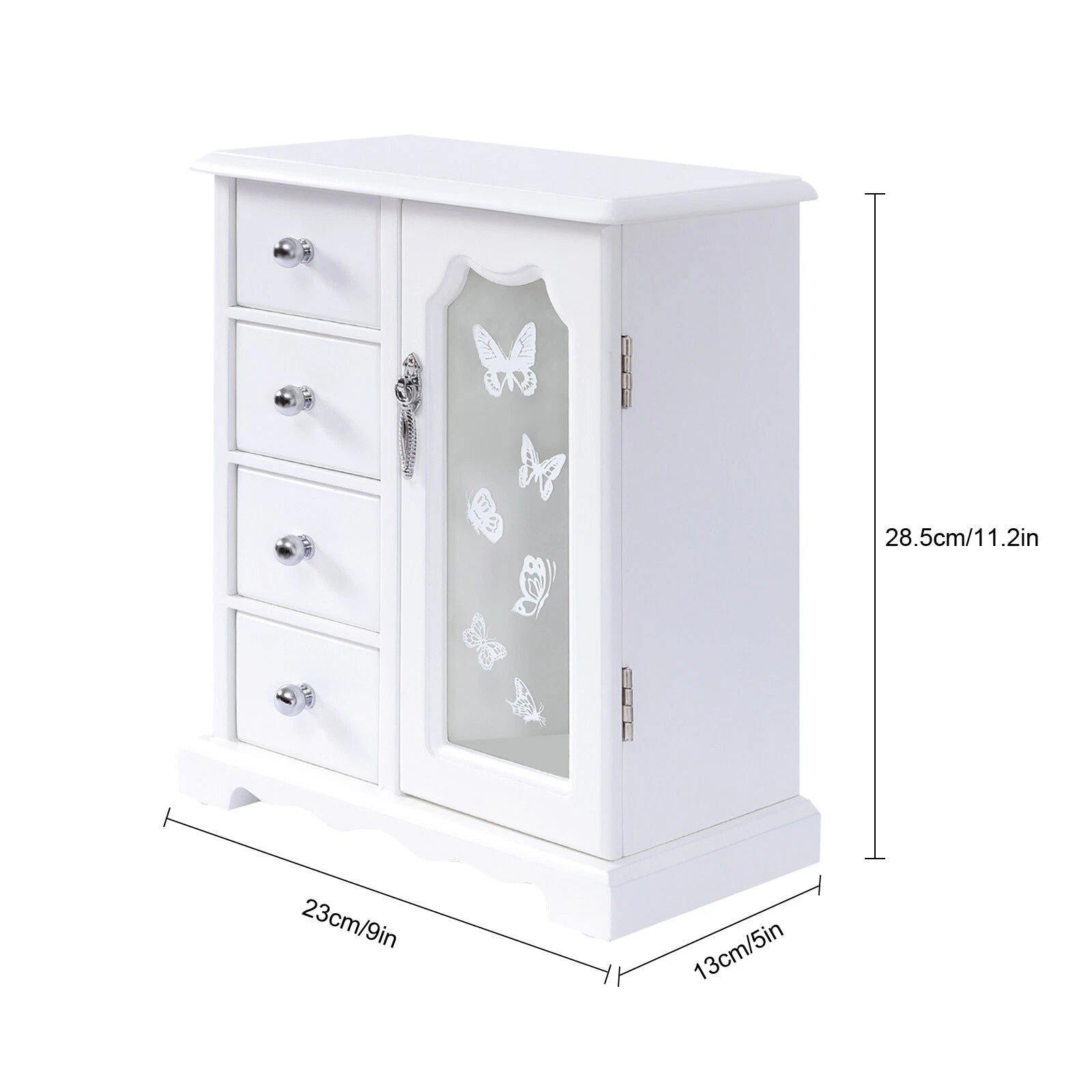 4 Drawers Jewelry Organizer Box Storage Mirrored Case Xmas Gift for Women Girls | eBay