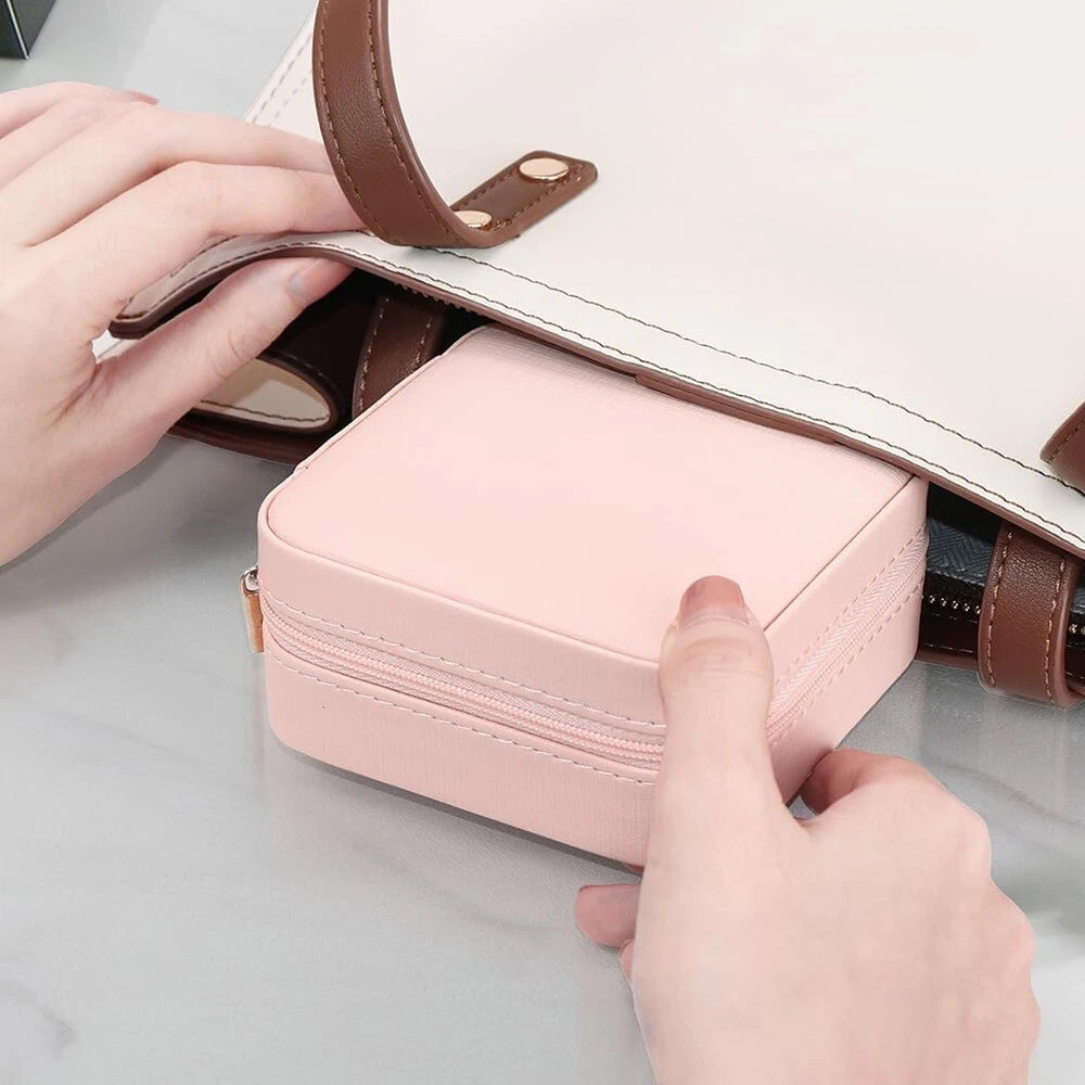 Exquisite Craftsmanship Fashion Portable Leather Jewelry Storage Box with Mirror | eBay
