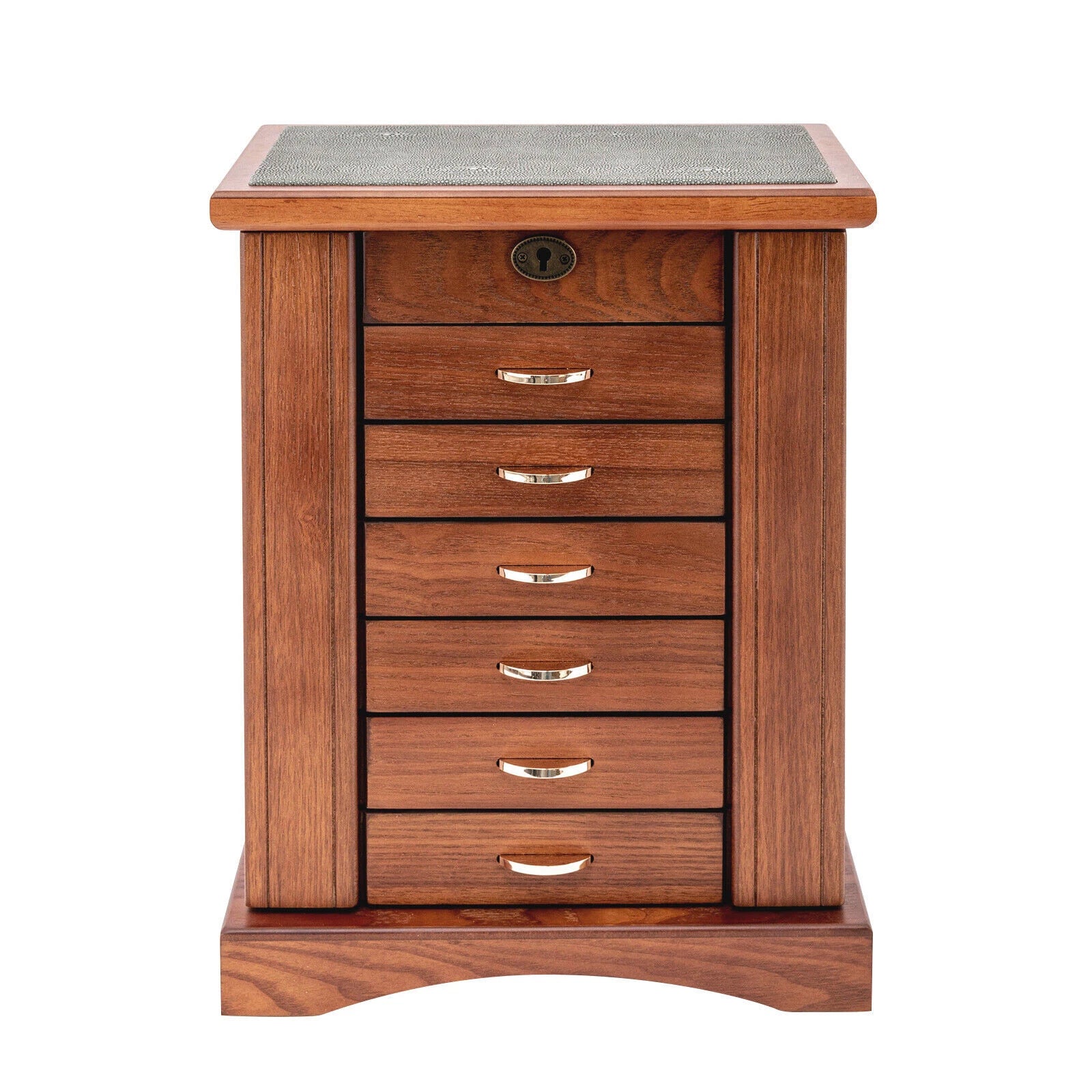 Wooden Jewelry Box Cabinet Storage Beauty 7 Drawers Case For Girls Gift New | eBay