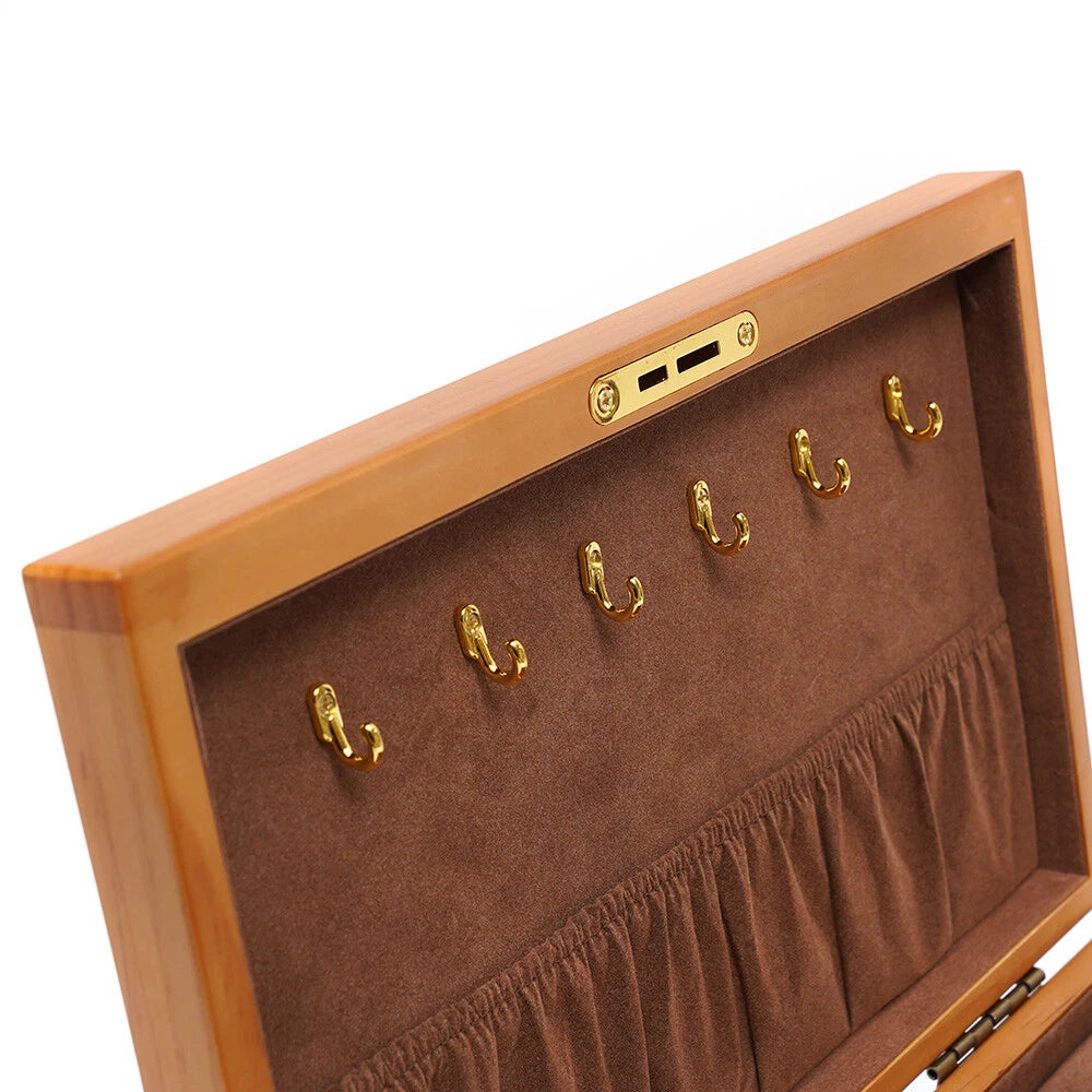 Large Wood Jewelry Boxes Wooden Storage Box without Mirror 3-Layer Lockable Desk | eBay