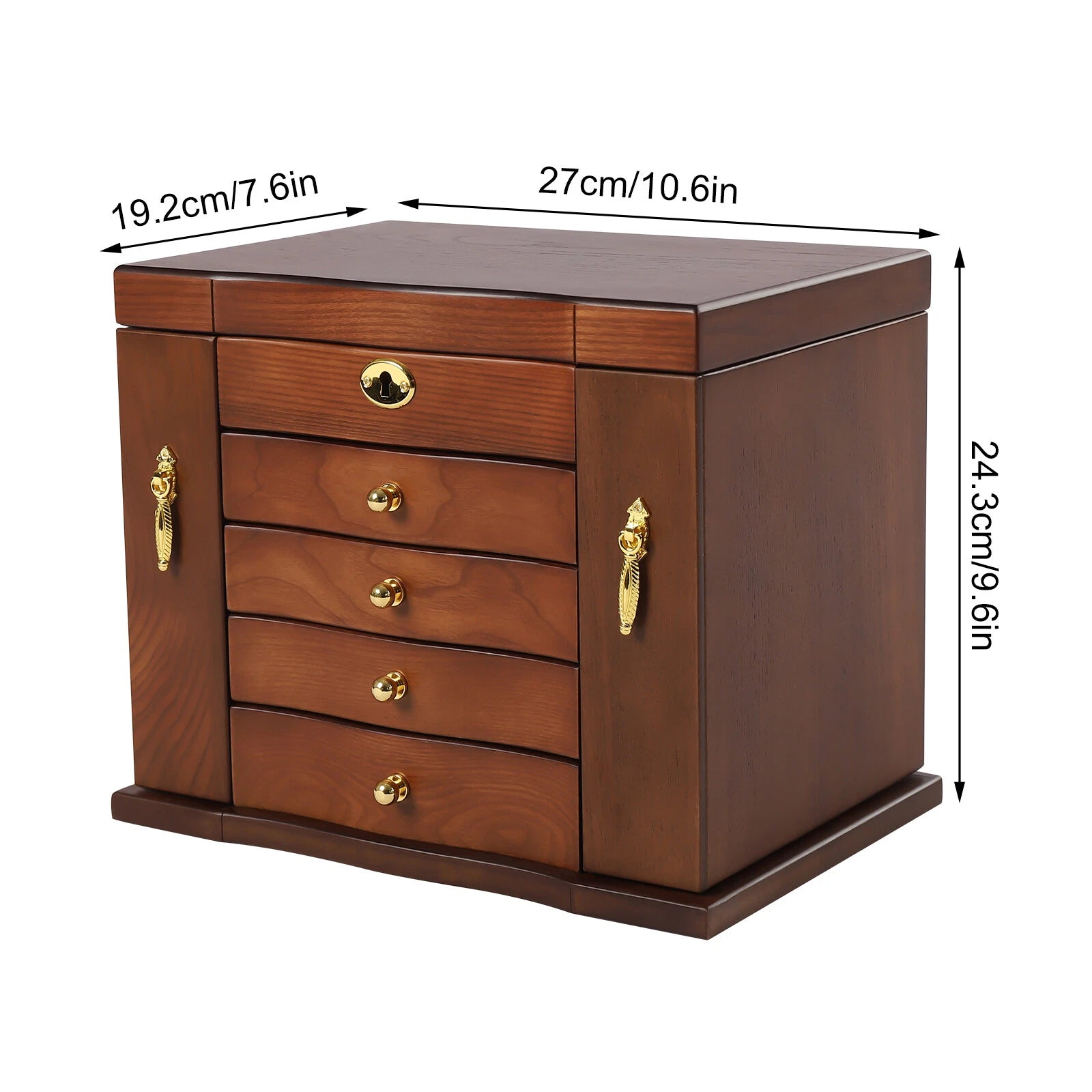 Large Wooden Jewelry Organizer Box, 5-Layer 4 Drawers Jewelry Box With Mirror | eBay