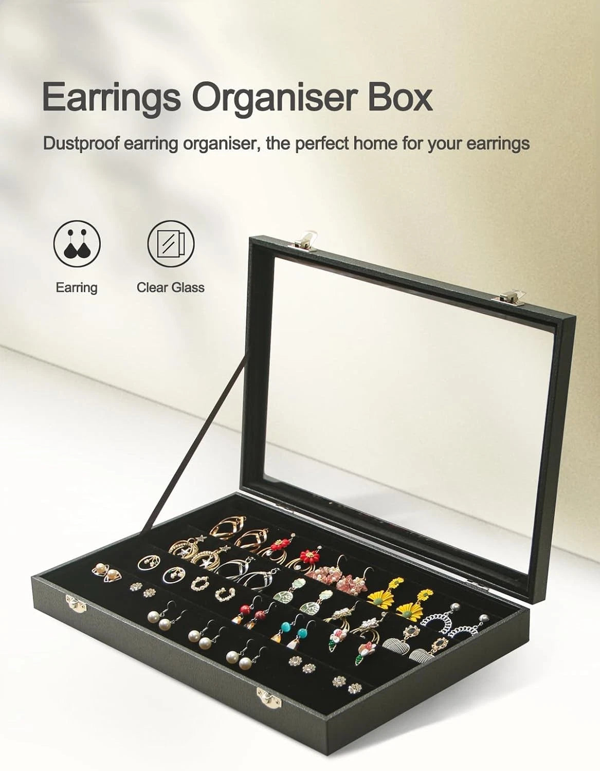 Stylish Black Velvet Earring Organizer with Magnetic Closure - For Home & Gifts | eBay