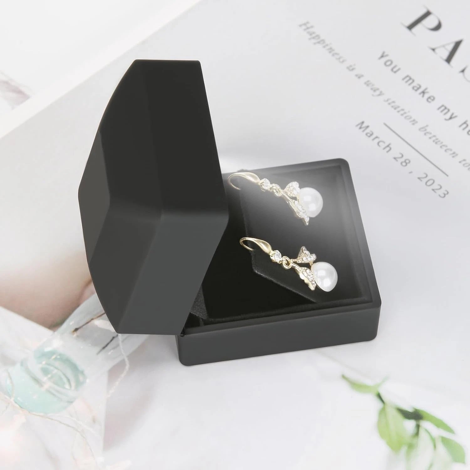 LED Stud Earring Jewelry Gift Box for Proposal, Wedding, Engagement，Birthday Lux | eBay