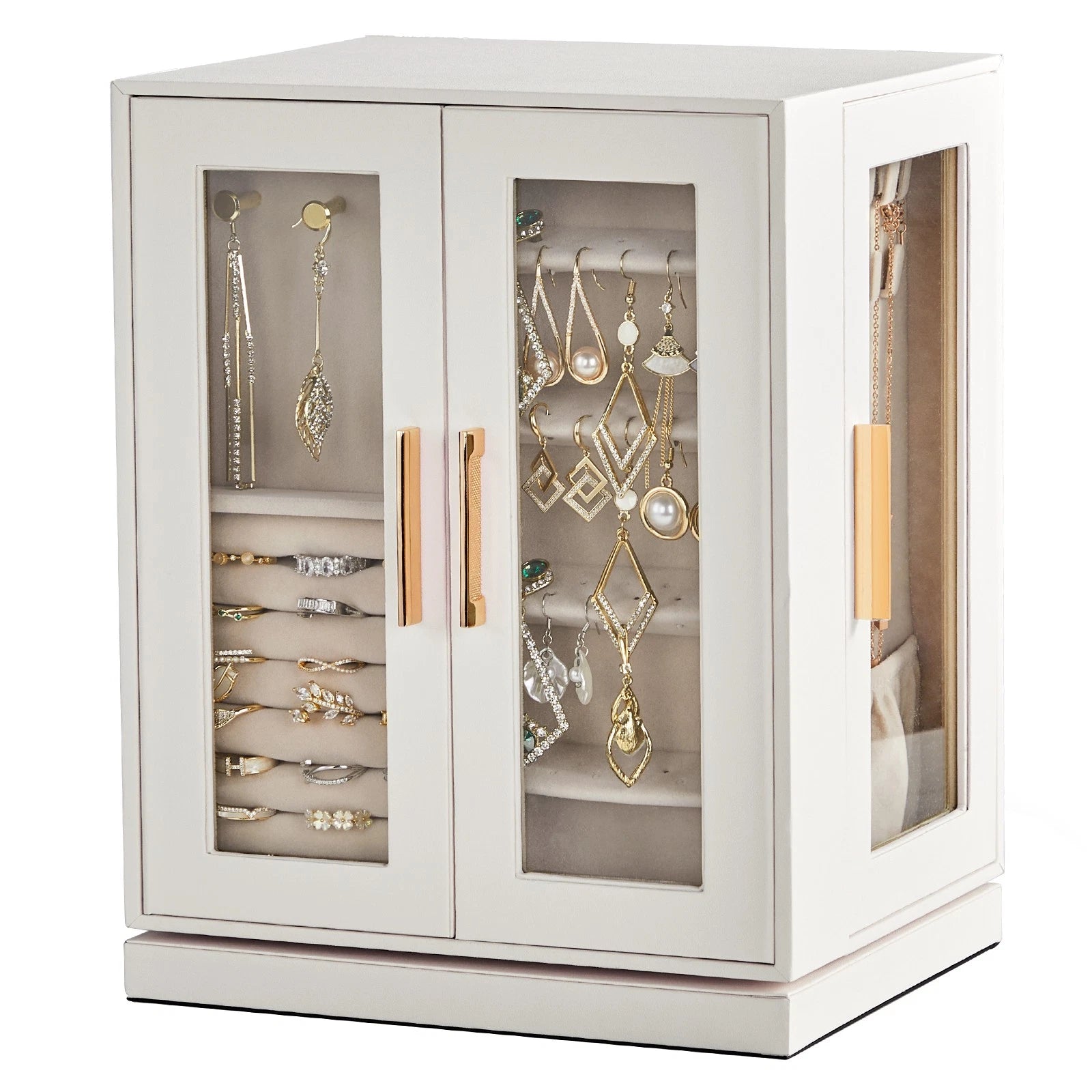 Velvet Jewelry Cabinet 360° Rotating Jewelry Box Large Storage Great Gift | eBay