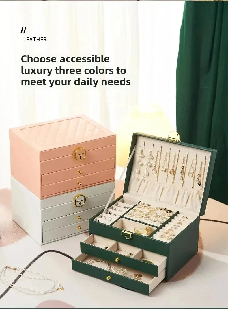 Large Capacity Jewelry Storage Box Necklace Earrings Bracelet Organizer Holder | eBay