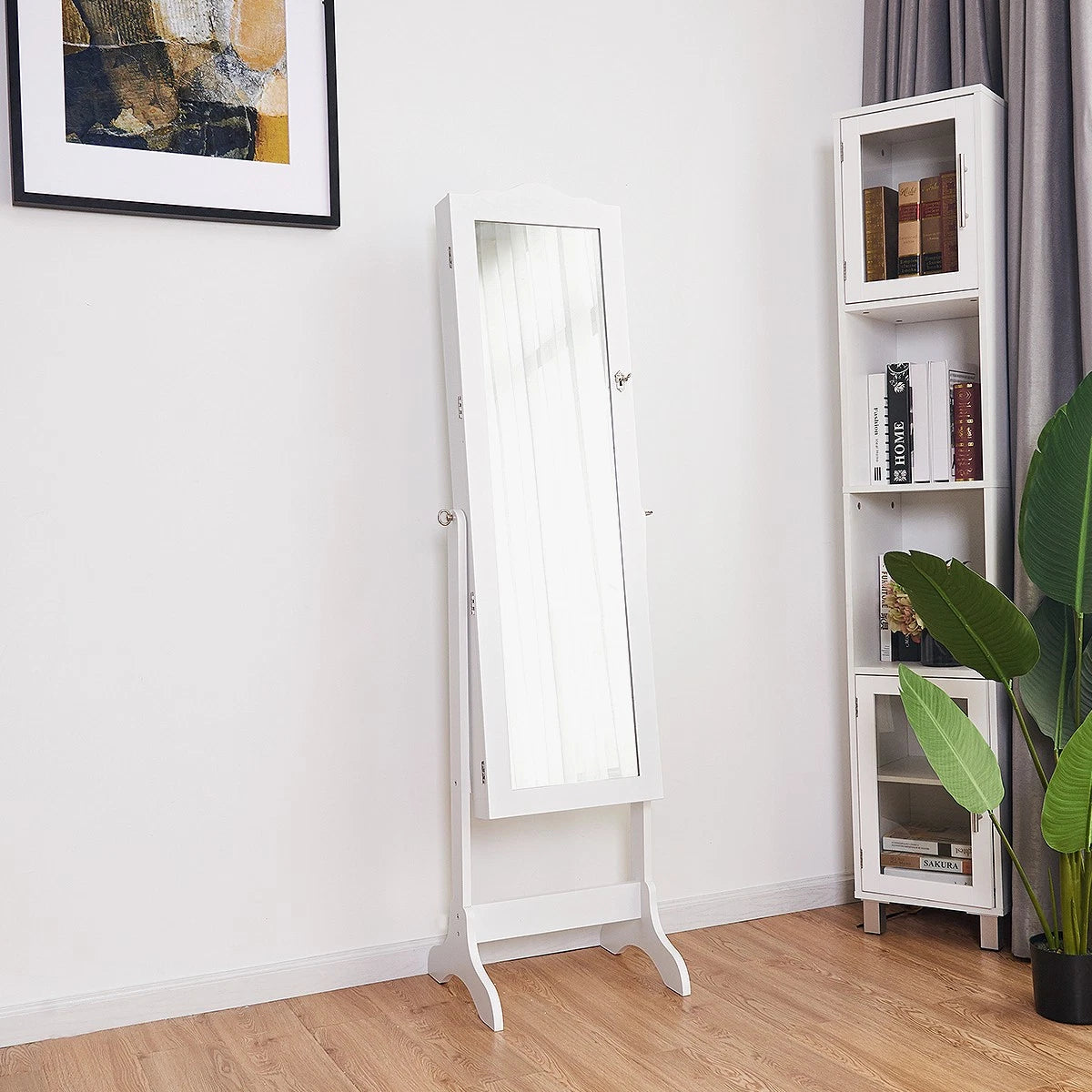 Topbuy Lockable Mirrored Cabinet Jewelry Organizer Dressing Mirror W/Storage Box | eBay