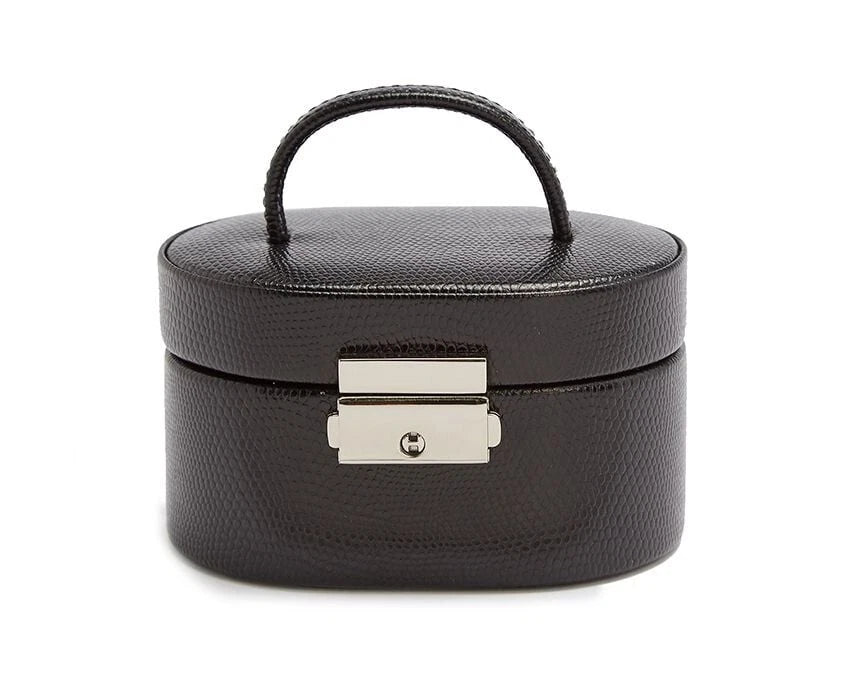 WOLF Heritage Jewelry Box-Mini Oval VG-Leather-Black-Added Tr Case NWT-281402 | eBay