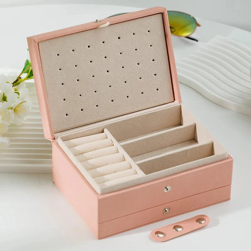 Portable Jewelry Storage Box Large Capacity Necklace Earrings Organizer Case | eBay