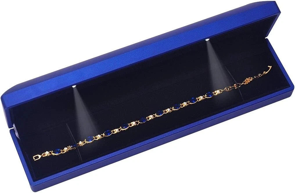 LED Jewelry Box Velvet Necklace Storage Case 9x2.2x1.4 for Women Gift | eBay