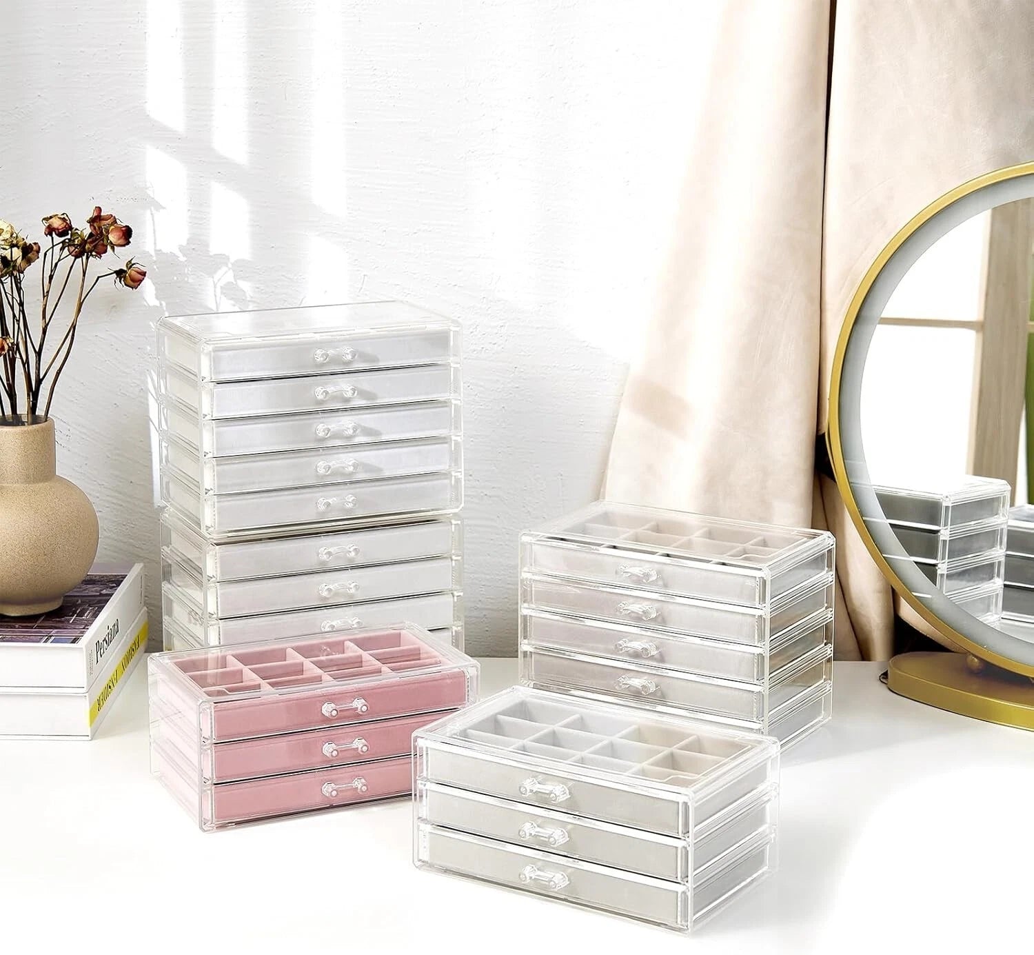 Earring Holder Organizer Jewelry Box with 5 Drawers, Acrylic Clear Earring Ca... | eBay