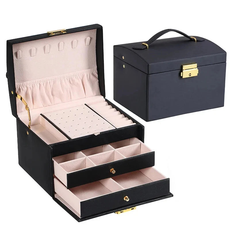 Three-layer Large Capacity Jewelry Storage Box Necklace Bracelet Ring Earrings | eBay