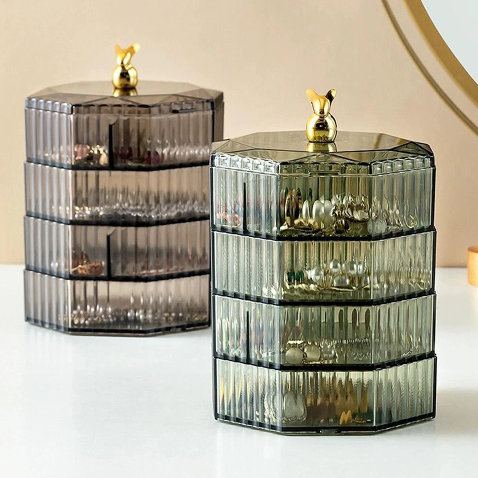 Rotating Jewelry Storage Box Transparent Jewelry Holder Jewelry Case with Lid | eBay