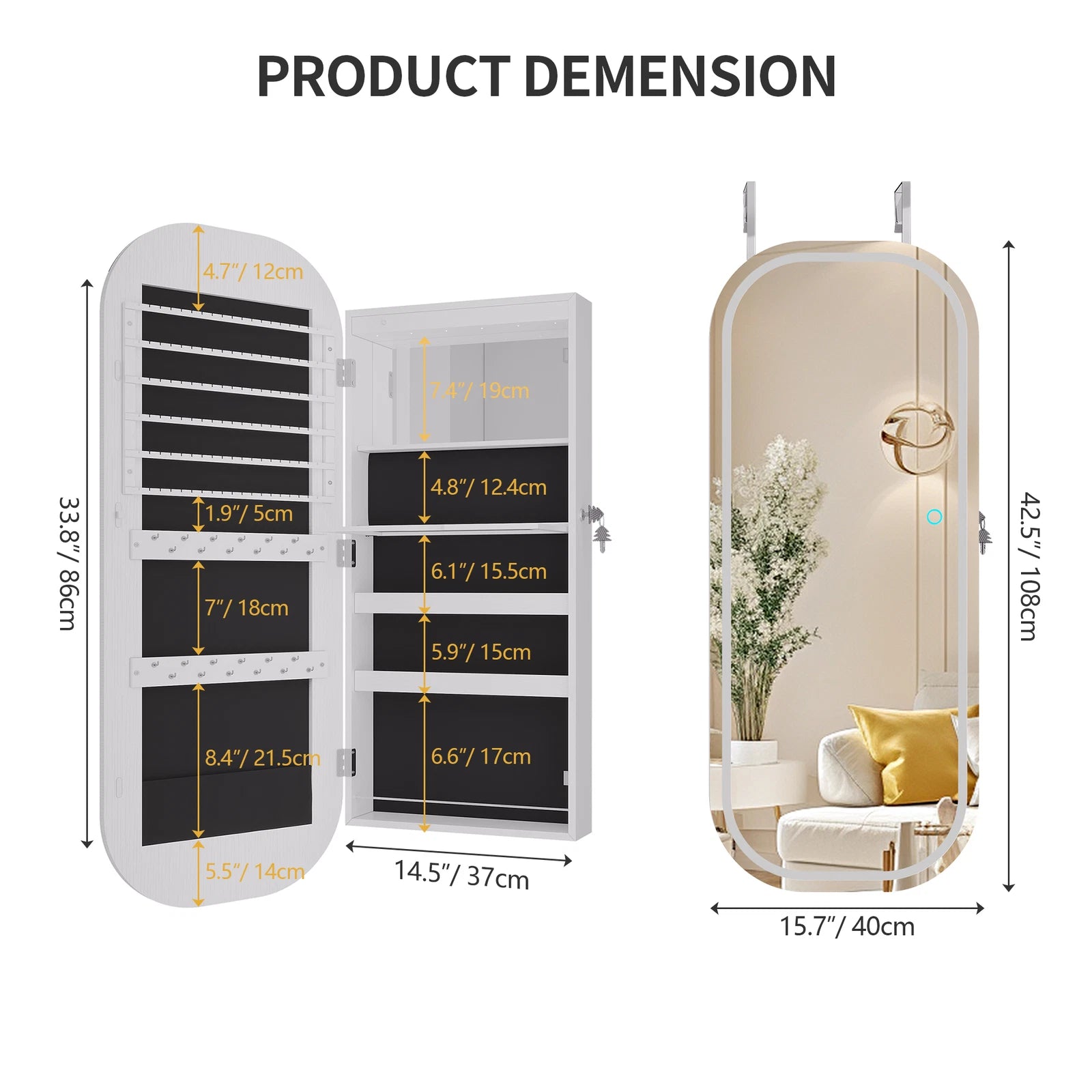 Wall/Door Mounted Jewelry Armoire Organizer Jewelry Cabinet for Bedroom | eBay