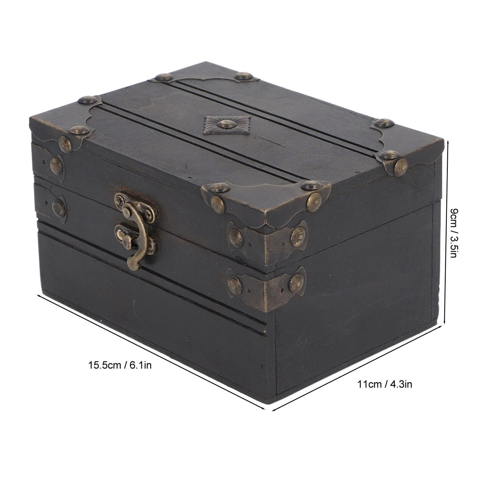 Retro Vintage Wooden Jewelry Box Treasure Storage Box Organizer Container Case | eBay