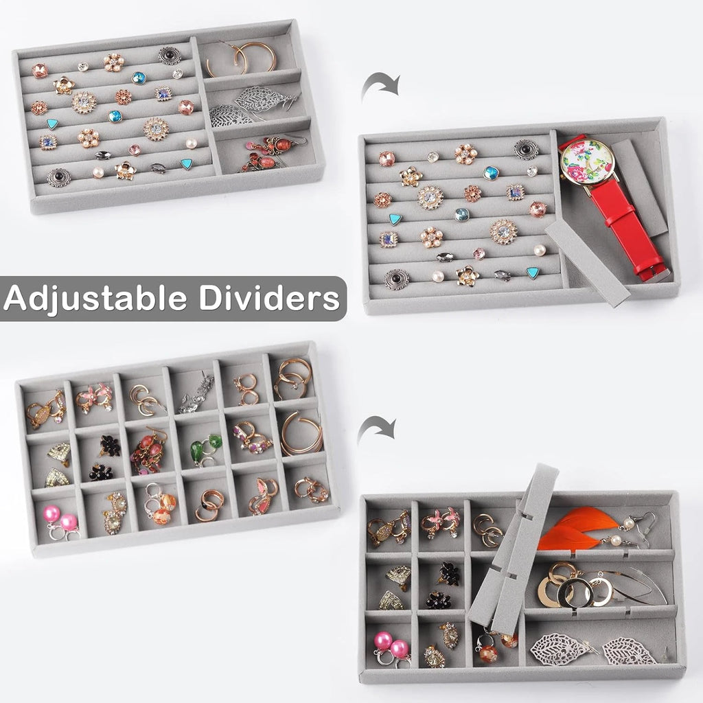 Jewelry Organizer Tray,Stackable Velvet Jewelry Trays,Set of 8 Drawer Inserts Ea | eBay
