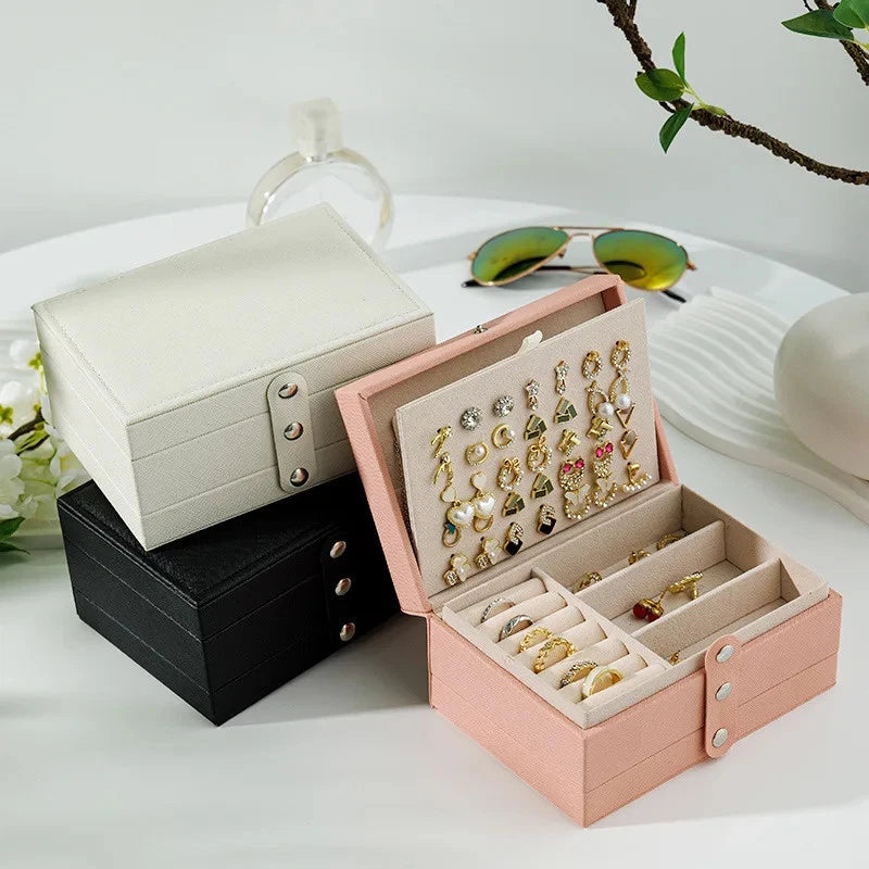Portable Jewelry Storage Box Large Capacity Necklace Earrings Organizer Case | eBay