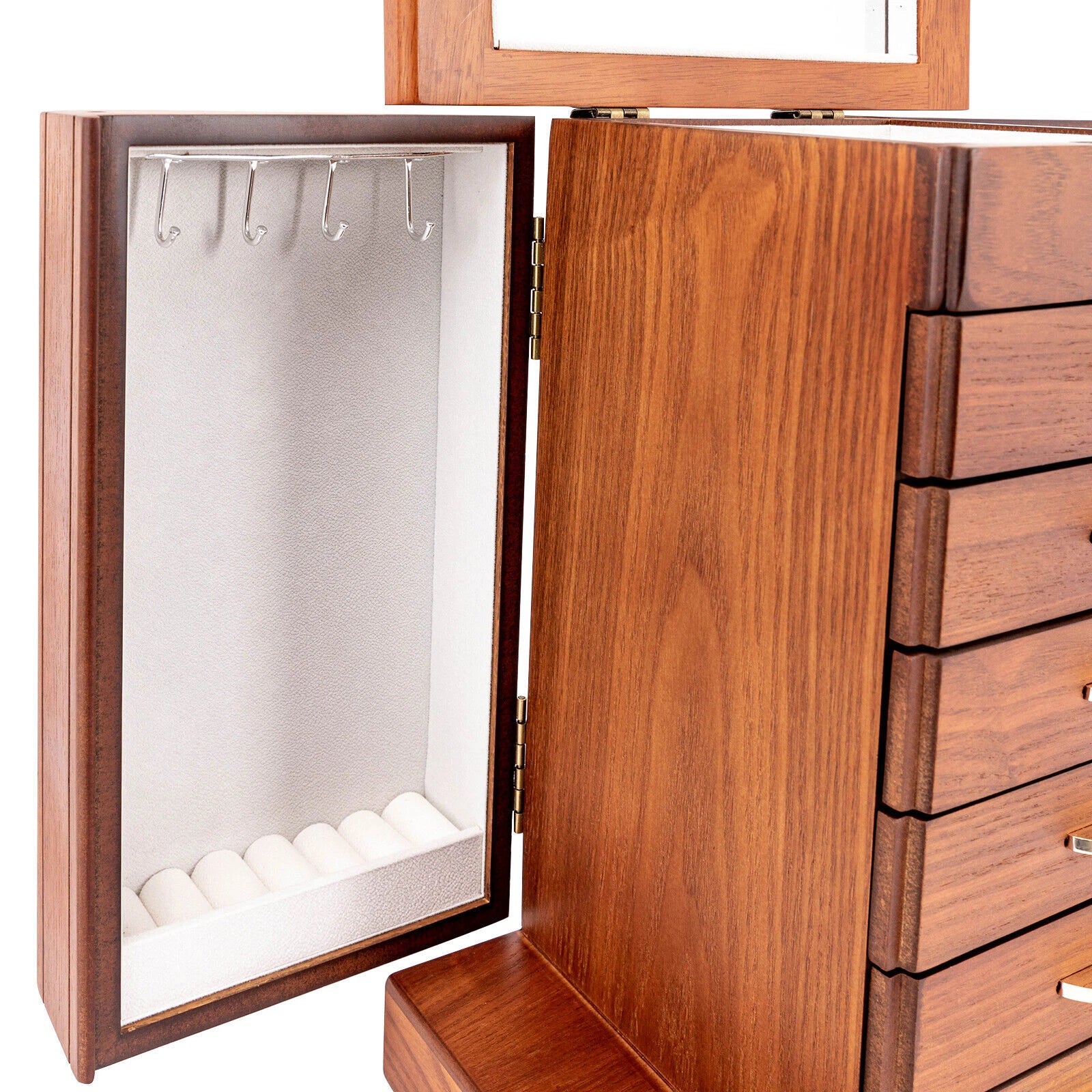Wooden Jewelry Box Cabinet Storage Beauty 7 Drawers Case For Girls Gift New | eBay