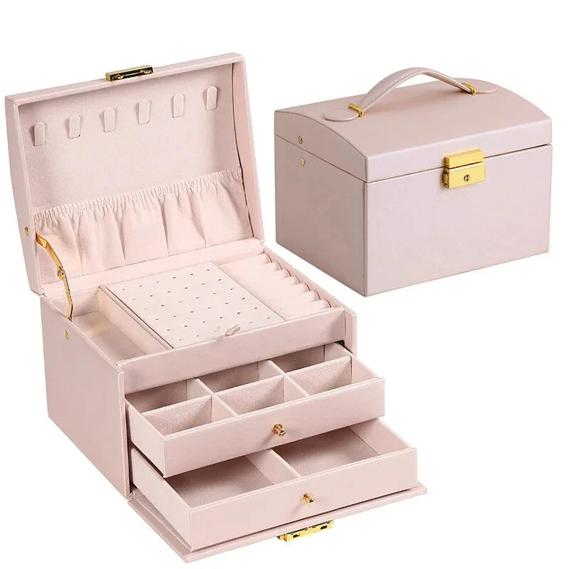 Three-layer Large Capacity Jewelry Storage Box Necklace Bracelet Ring Earrings | eBay