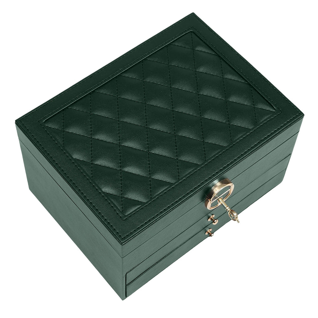 3-Tier 9*6.7*5.3" Green PU Jewelry Organizer Watch Holder Display Case W/ Drawer | eBay