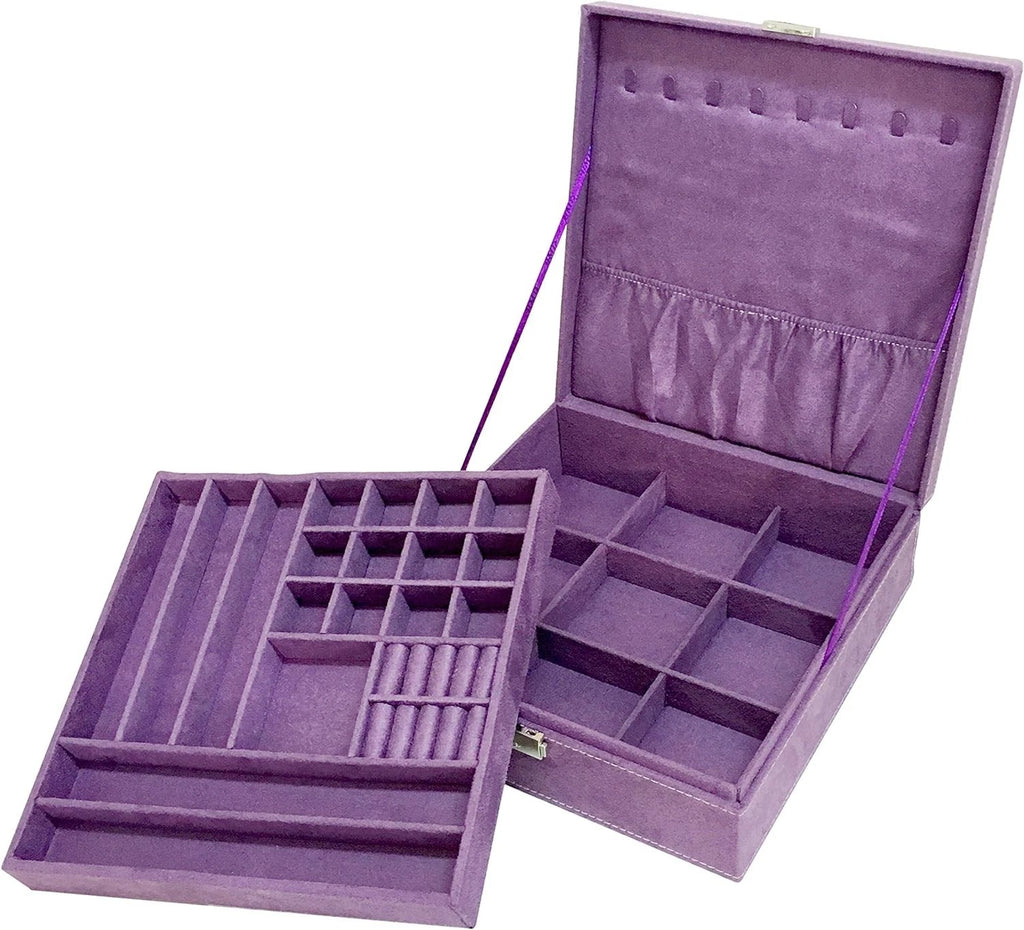 Stylish Purple Lint Jewelry Box Organizer with Lock - Ideal for Rings & Earrings | eBay