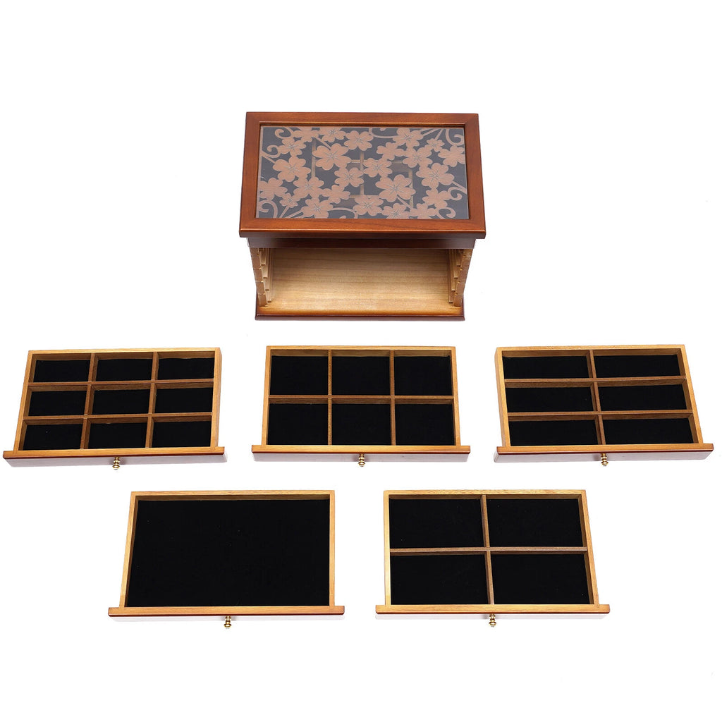 6-Layer Storage Cabinet Organizer & Drawers Jewelry Box Case Necklace Ring Brown | eBay