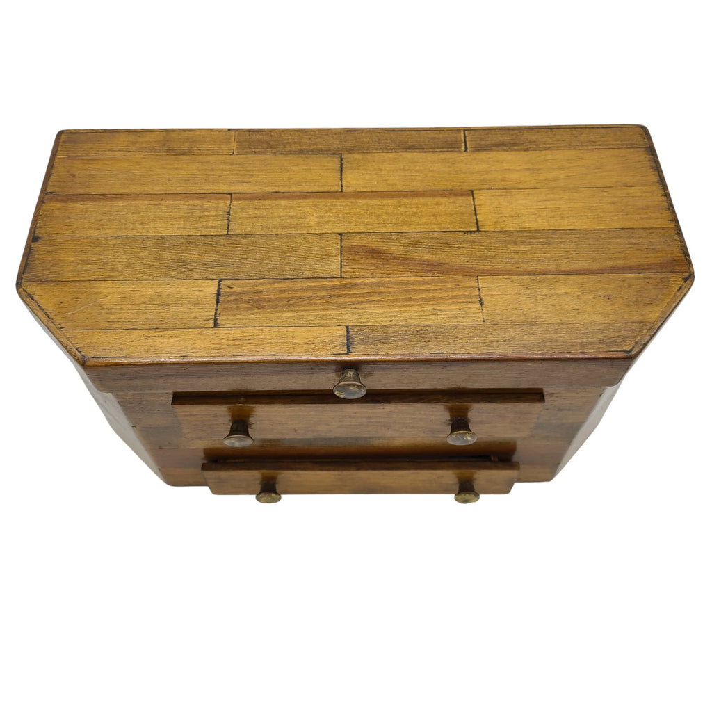 Vintage Handmade Light Brown Wooden 2 Drawer Jewelry Box With Blue Lining | eBay