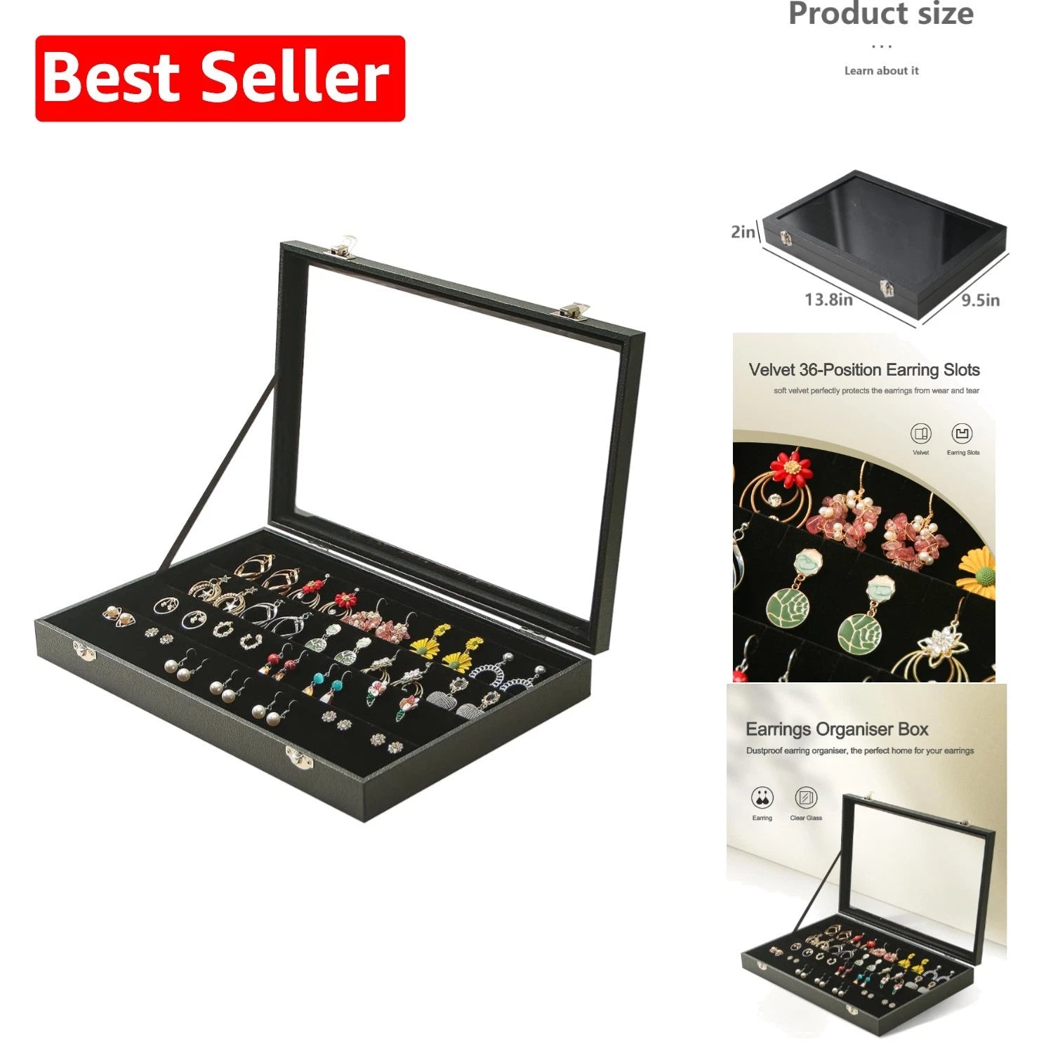 Stylish Black Velvet Earring Organizer with Magnetic Closure - For Home & Gifts | eBay