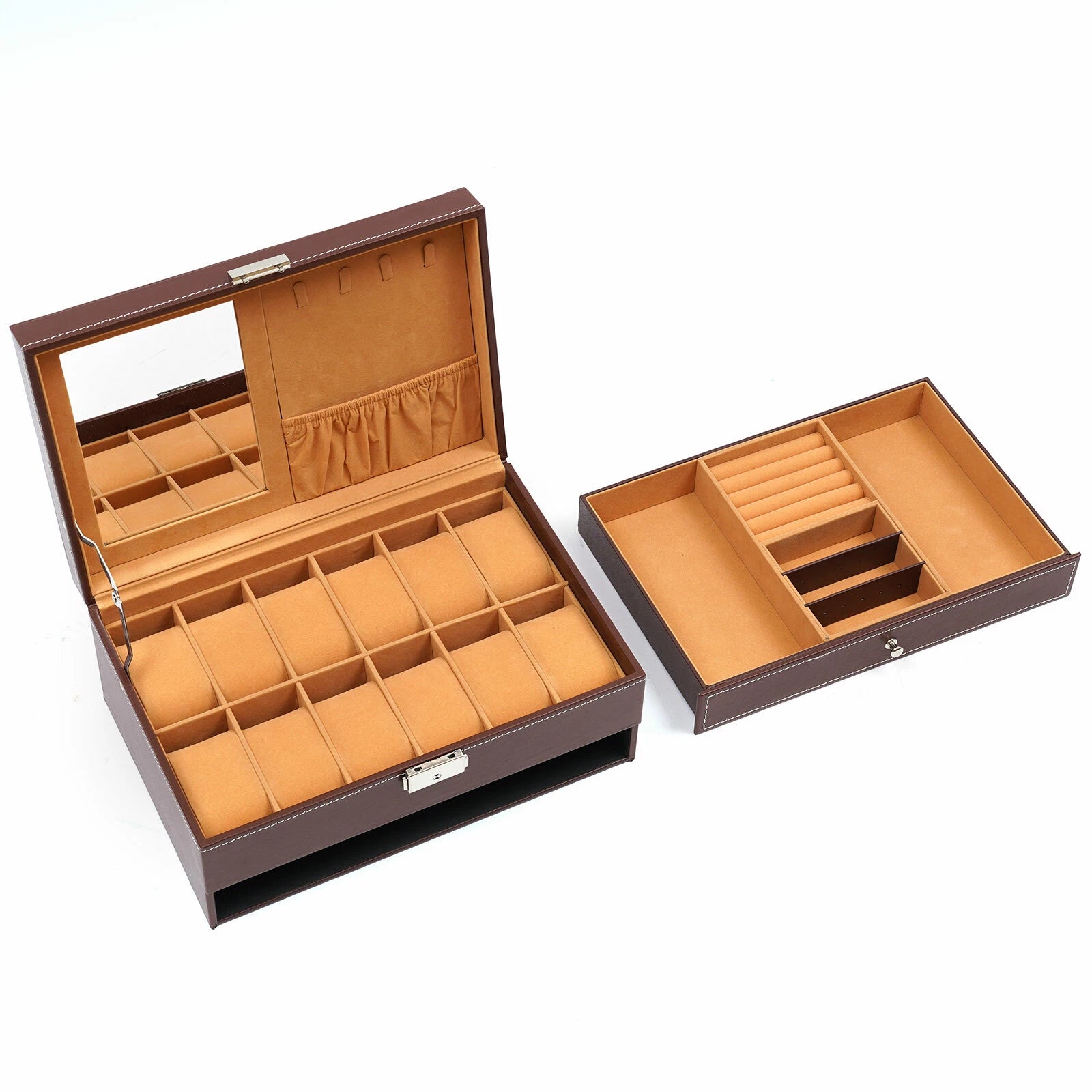 Mens Watch Box Case Organizer 12 Slots Watches Holder Jewelry Storage Display | eBay