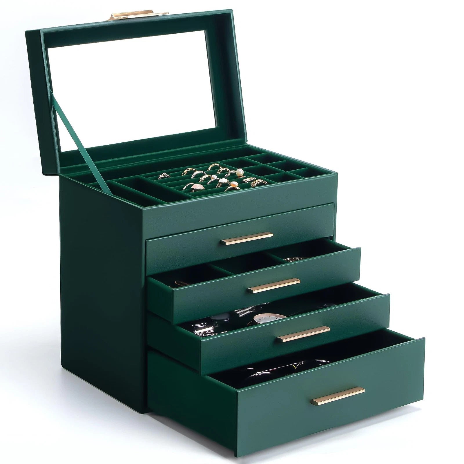 Jewelry Box, 5 Layers Jewelry Storage Display Box with Glass Lid for Women, 4... | eBay